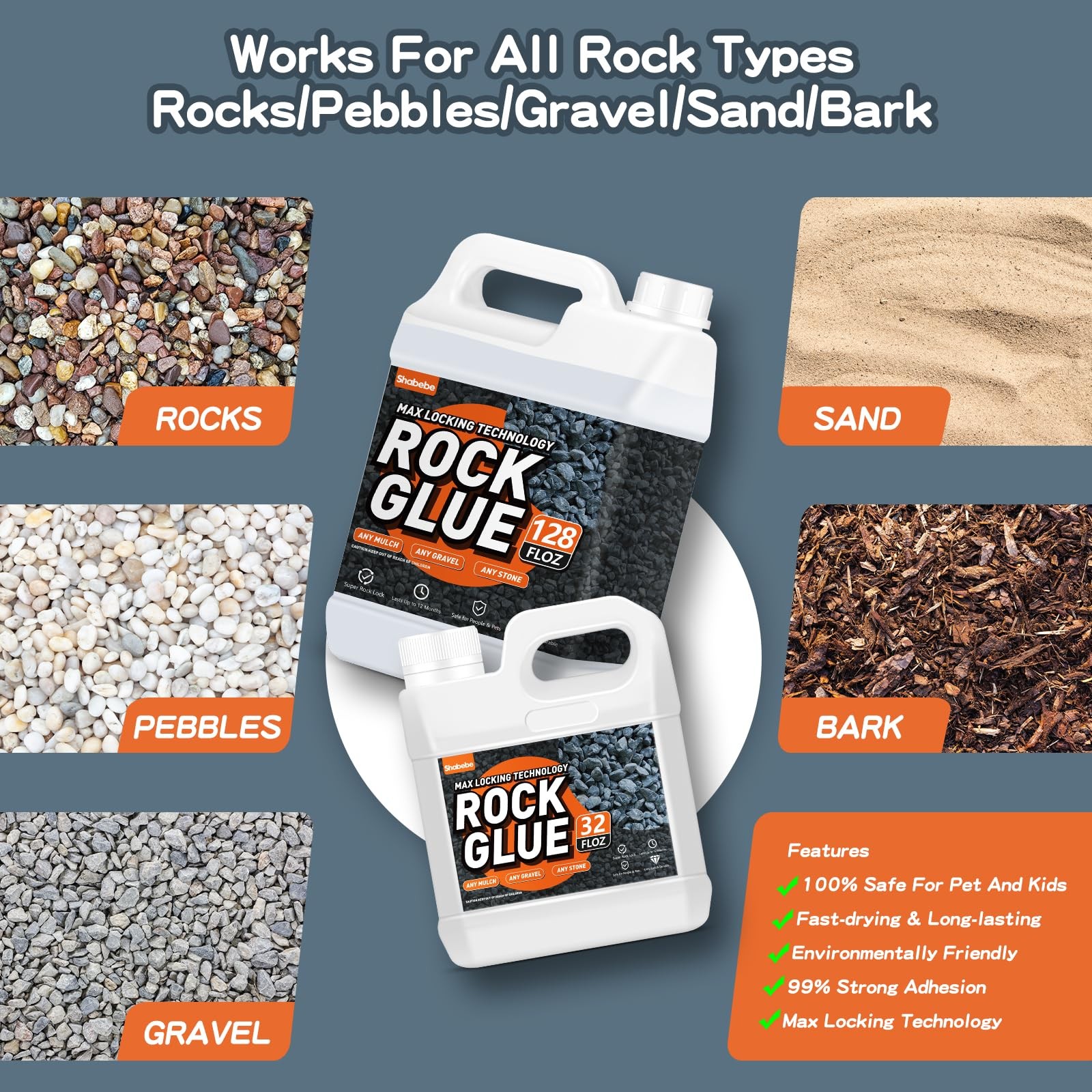 Rock Glue,32OZ 99% Stronger Bond Gravel Binder for Pea Gravel, Pebble&StoneSt…
