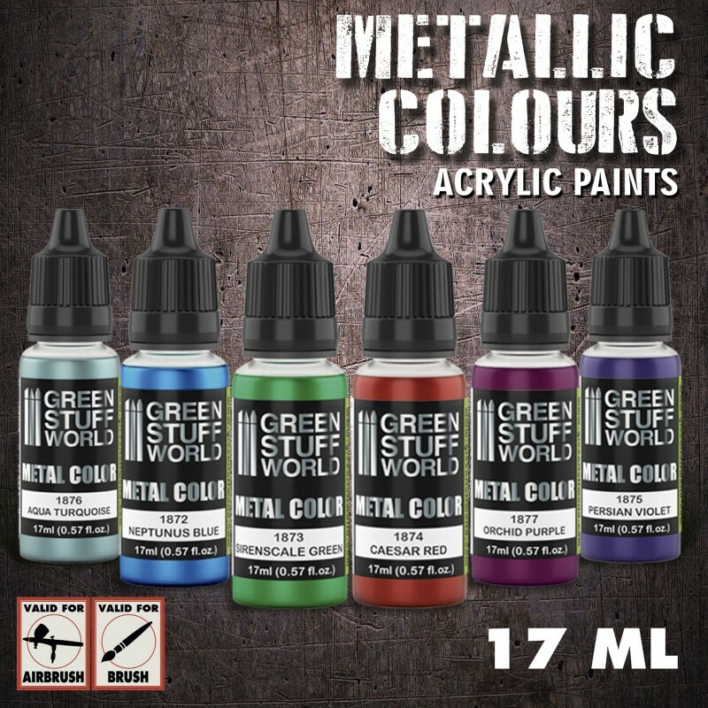 Green Stuff World Colour Metallics Metal Acrylic Model Paint Set – 6 Paints