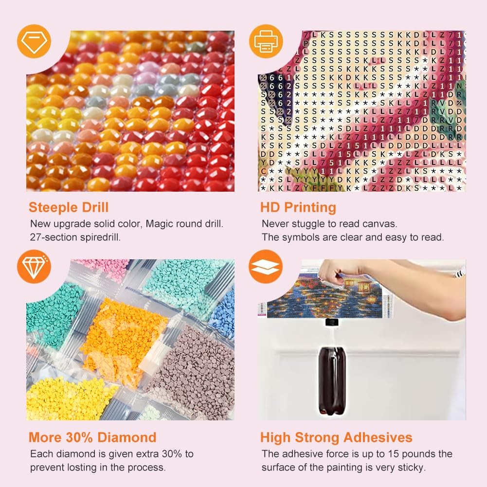 Flamingo Diamond Painting Kits for Adults, 5D DIY Diamond Art Kits for Beginner,