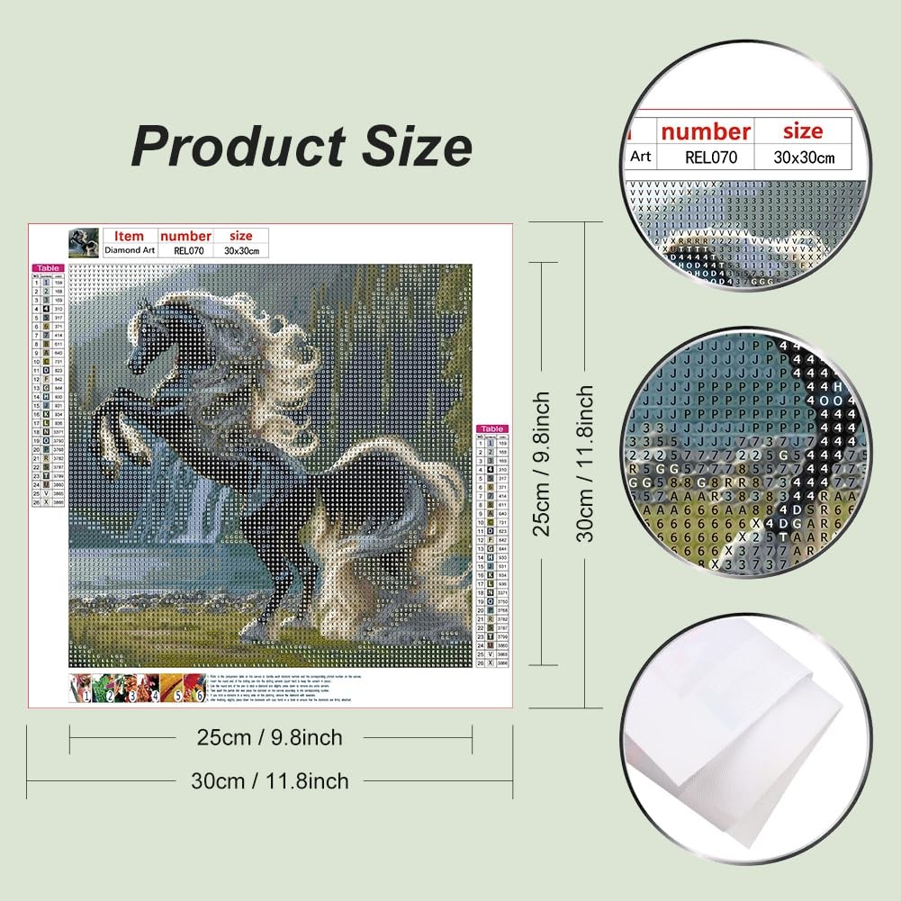 Black Horse Diamond Painting Kits for Adults, Round Beginners Diamond Art Kits,