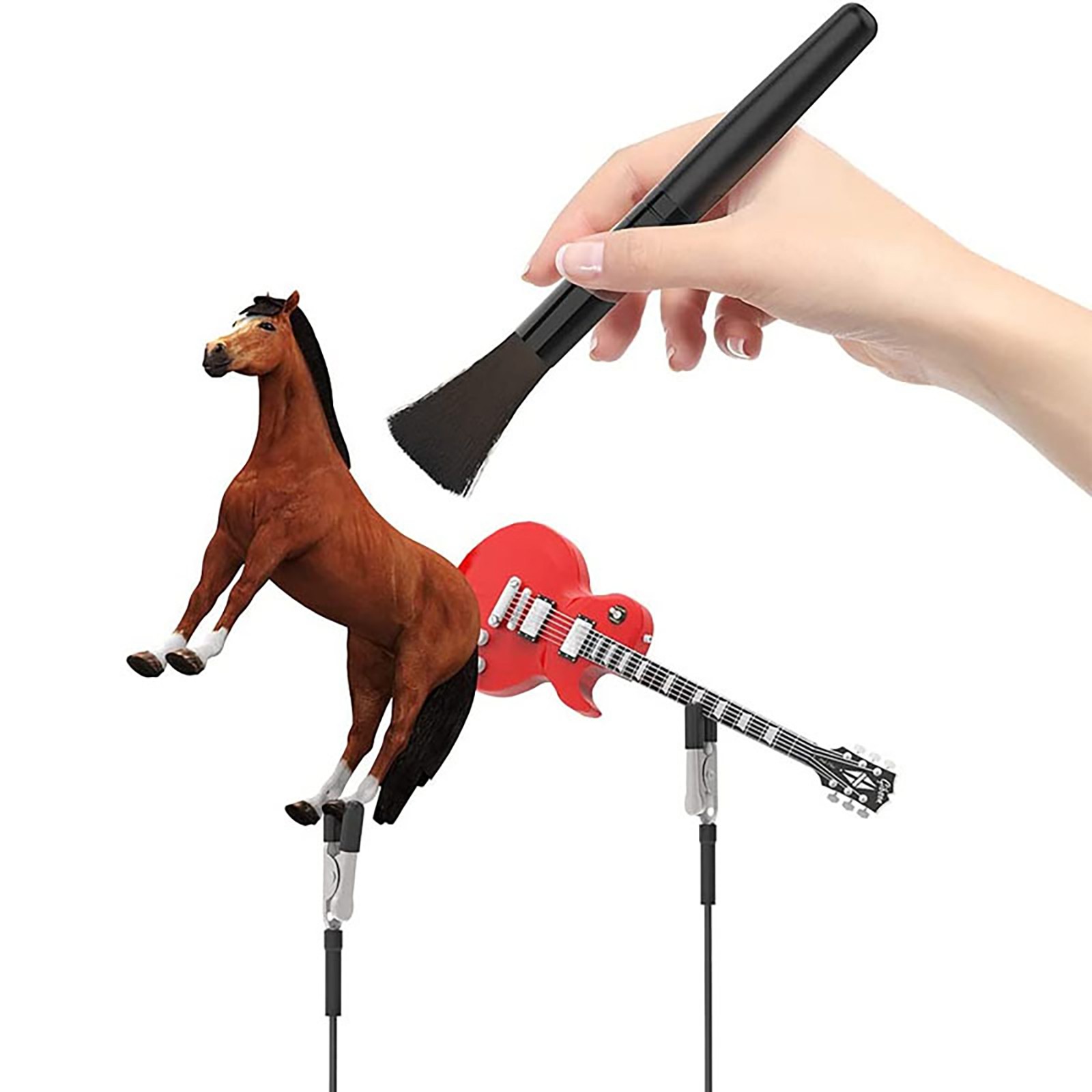 1 PC Stand Base Model Airbrush Tool W/ 10PCS Painting Alligator Clip Stick