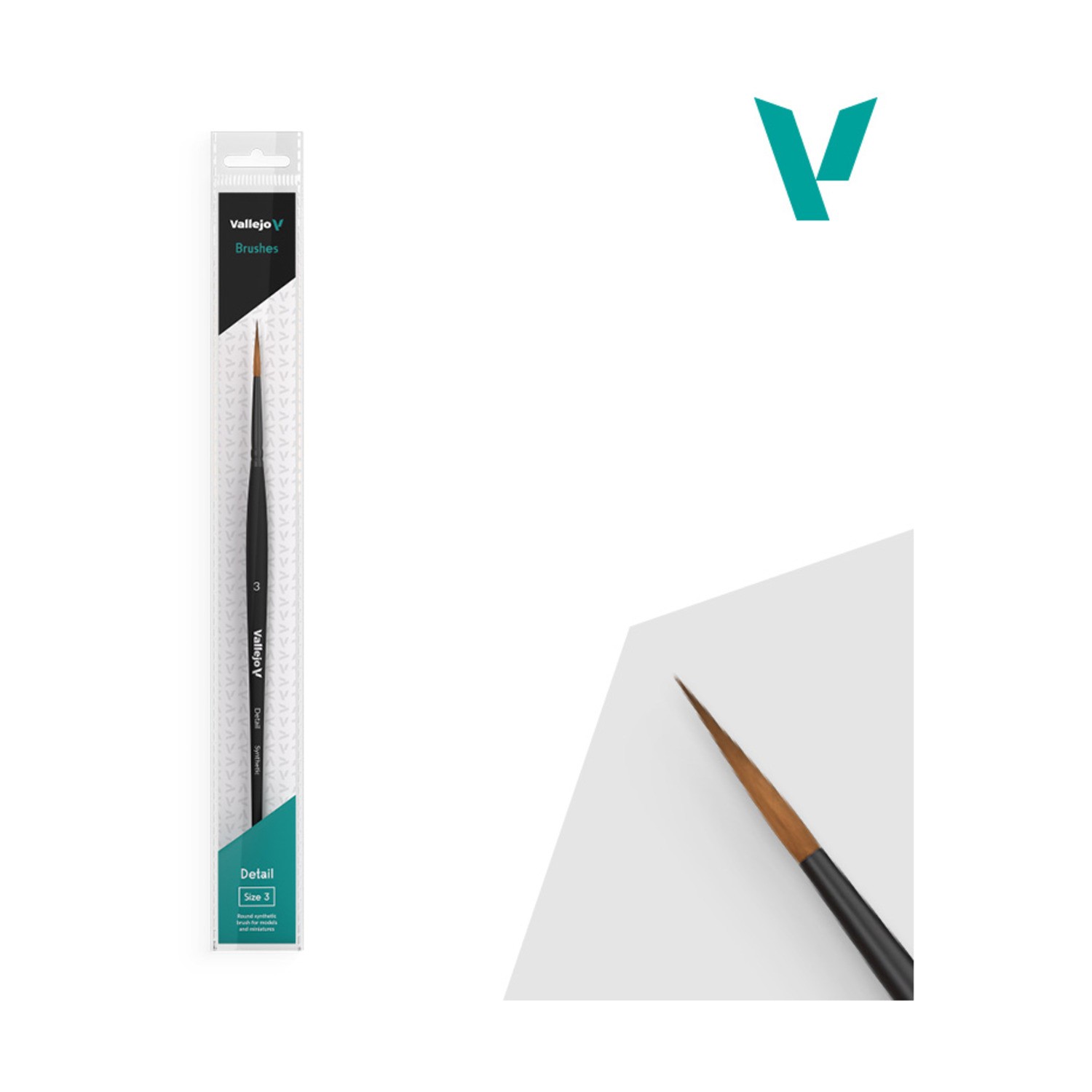 Vallejo Paint Brush Detail Round Synthetic #3 New