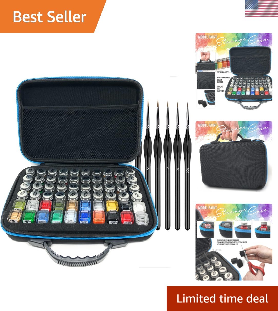 Organized Model Paint Storage Solution – Holds 60 Bottles & Fine Detail Brushes