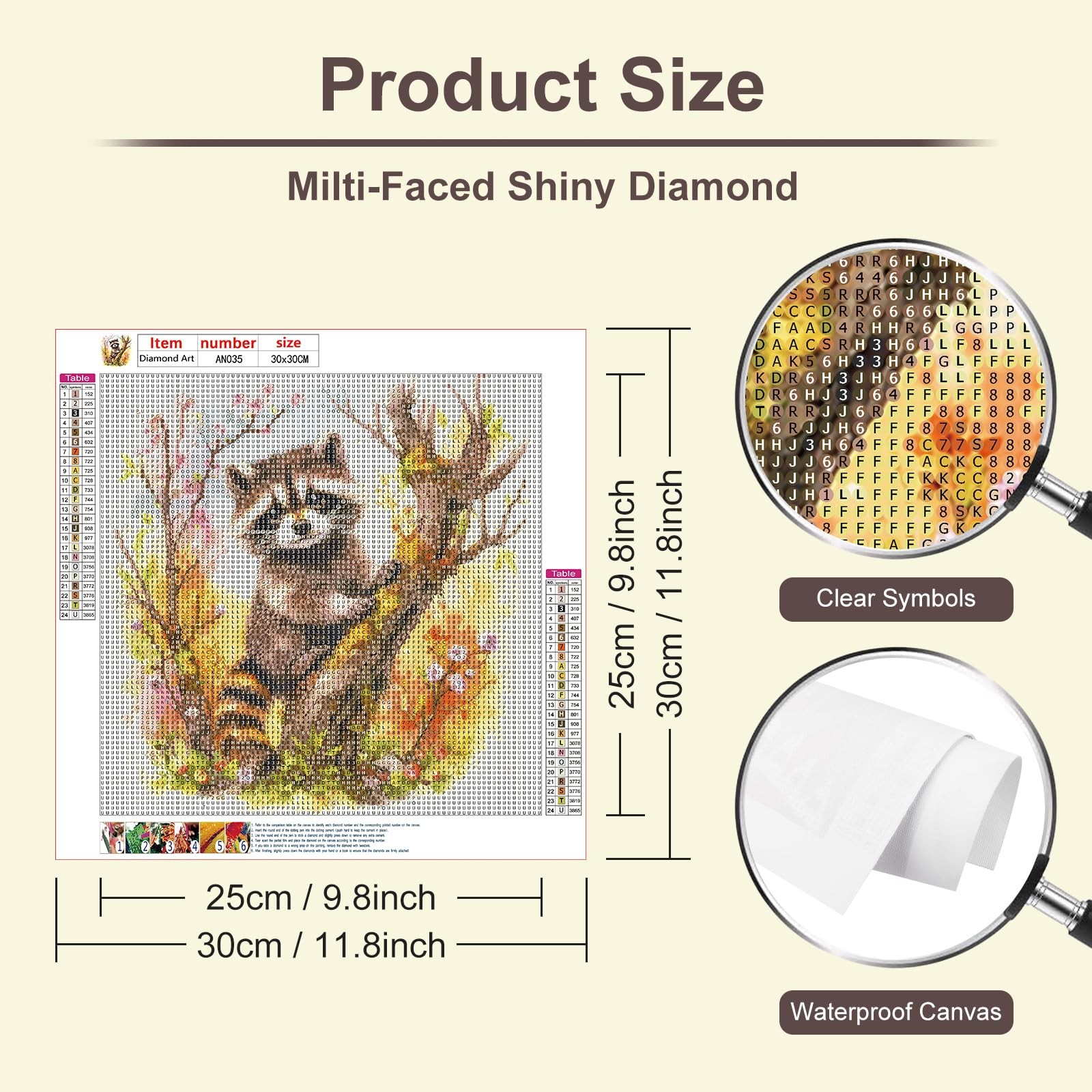 Anuver Raccoon Diamond Painting Kits for 12 inches by 12 inches, Multicolor