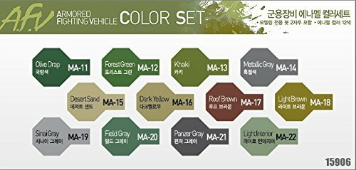 Academy A.F.V Enamel Color Set #15906 12 Color + Two brushes