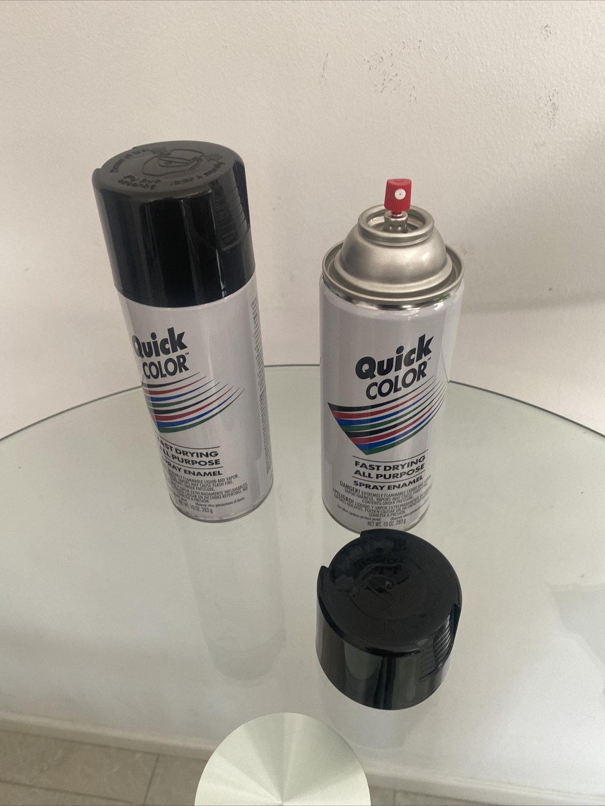 2 Quick Color Spray Enamel Gloss Black, Craft Paint & Modeling 10 oz New J28518