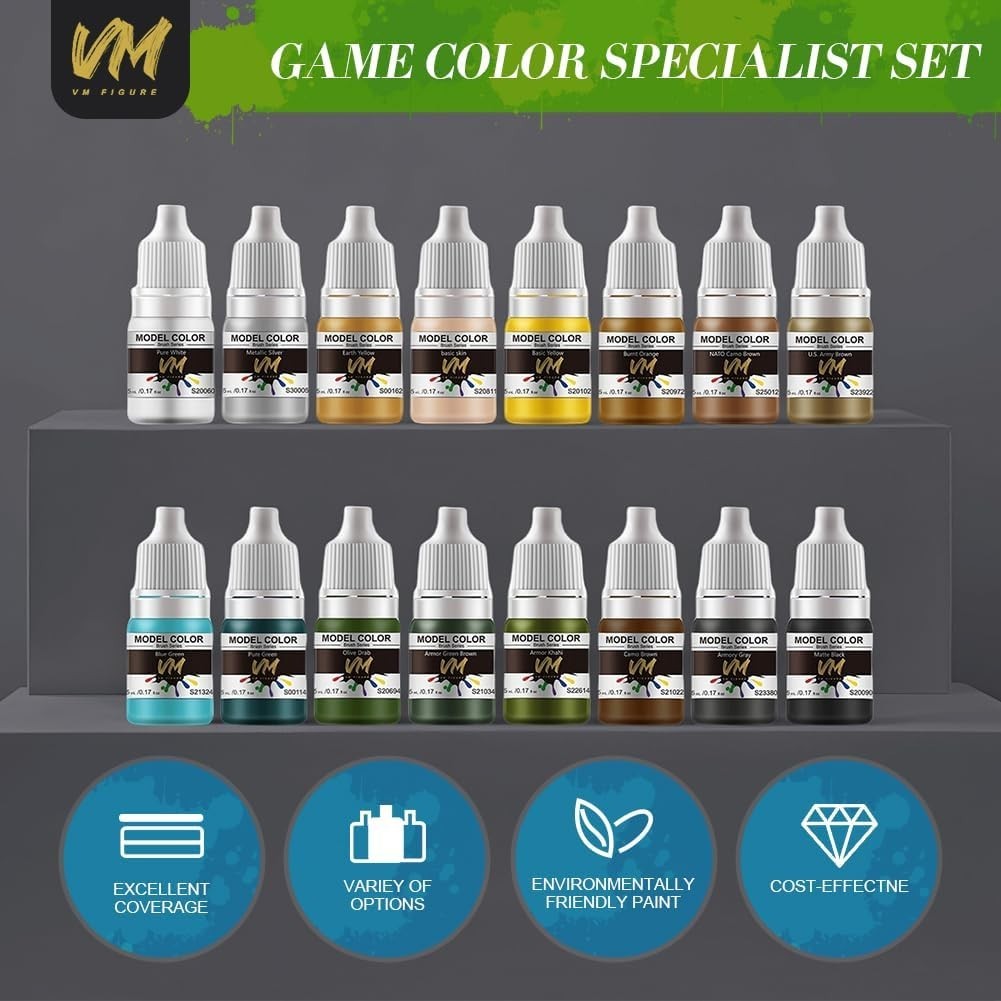 Eco-Friendly Water-Based Pigments Military Model Paint Set – 16 x 5ml Acrylic Co