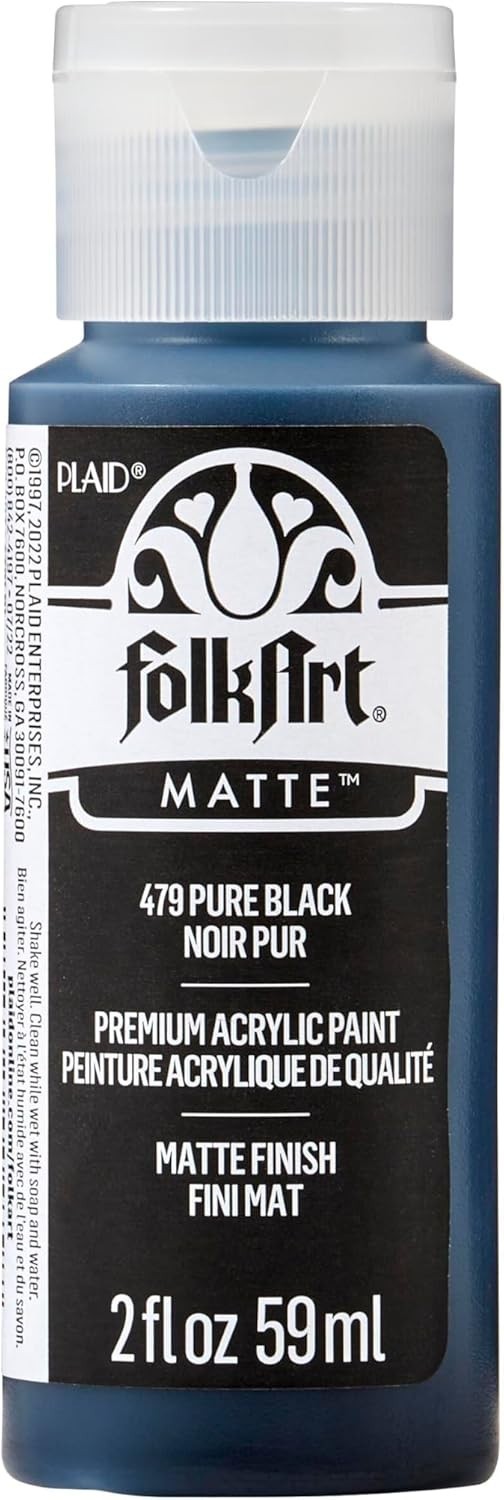 2 oz Acrylic Paint, Pure Black, Matte, Water-Based, 2 Ounce (Pack of 1)