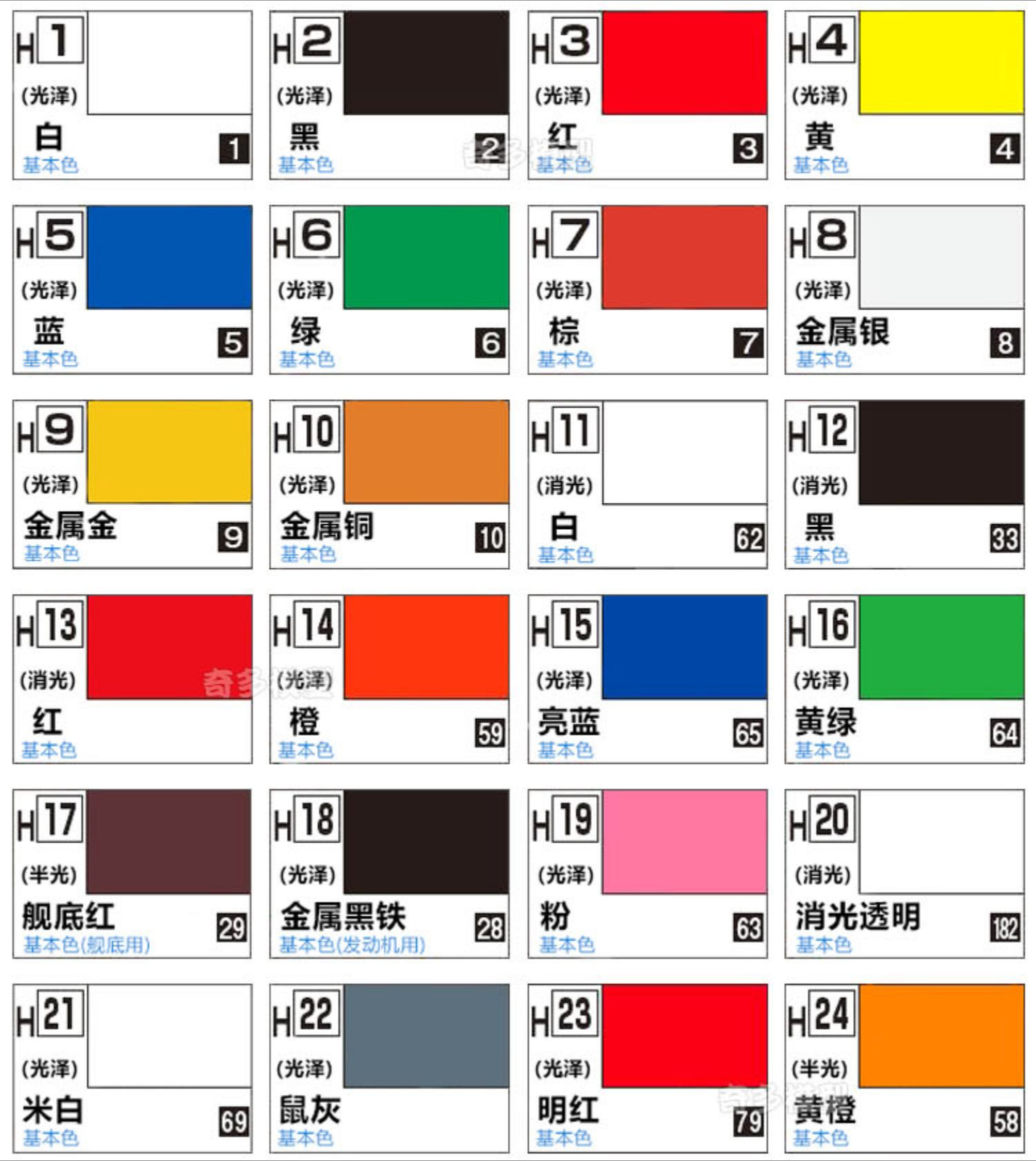 Mr.Hobby H1-H24 10ml Aqueous Color Paint for Military Gundam Model Coloring