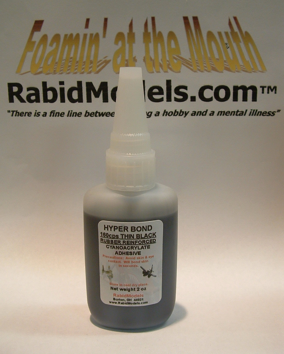 2 oz *THIN* BLACK RUBBER TOUGHENED CA SUPER GLUE – Cyanoacrylate – with Pin Cap