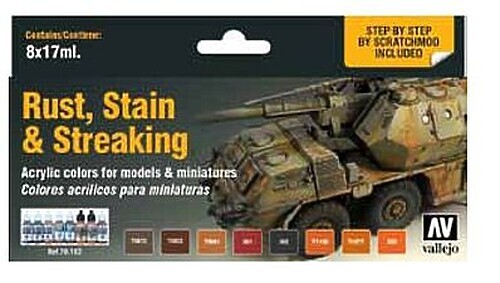 Vallejo (bulk of 8) Rust, Stain & Streaking Model Color Paint Set (8