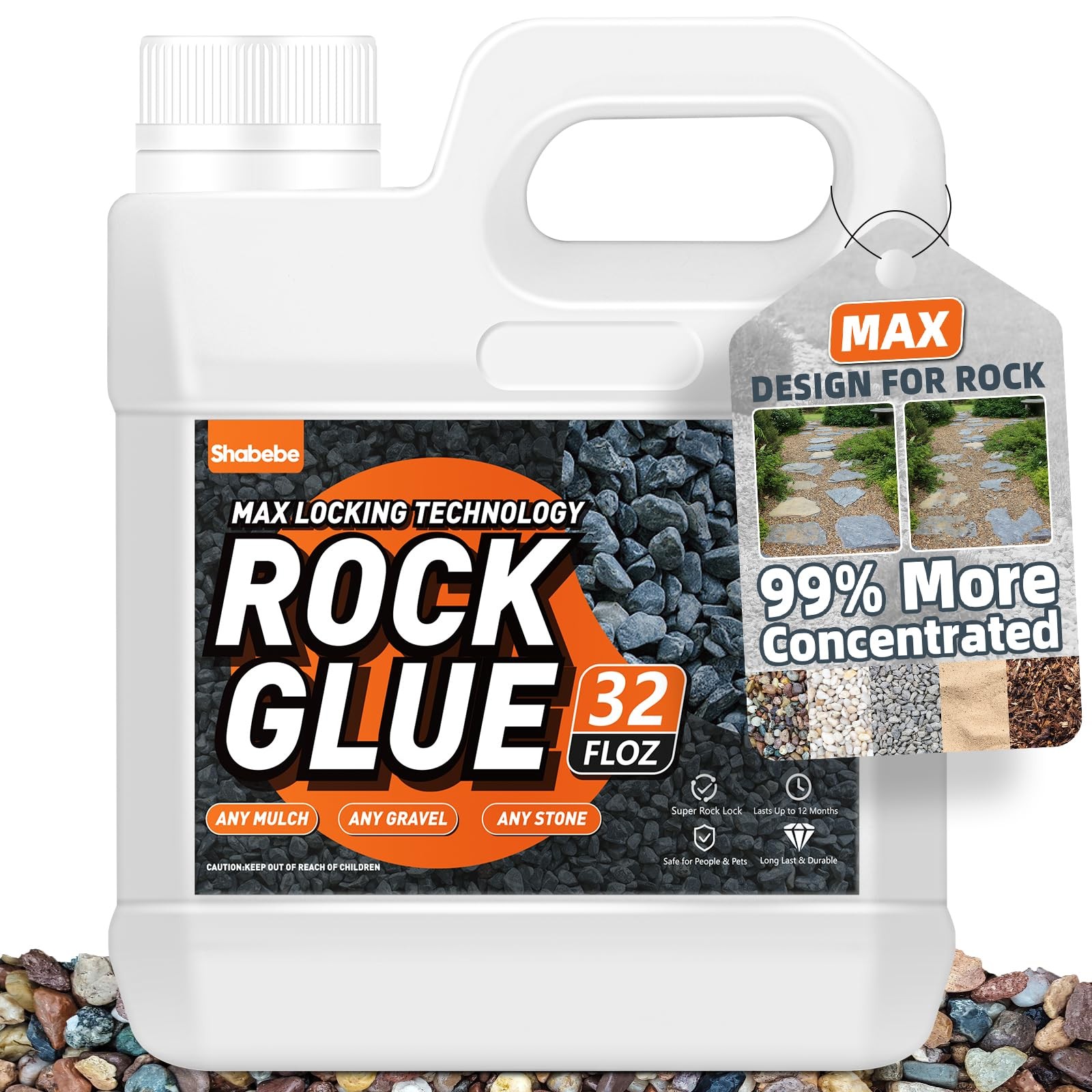 Rock Glue,32OZ 99% Stronger Bond Gravel Binder for Pea Gravel, Pebble&StoneSt…