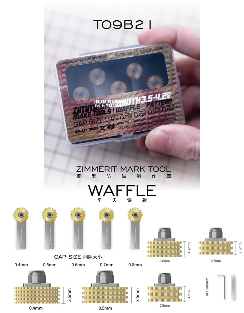 Galaxy Short/Waffle/Long Zimmerit Marking Tool&Handle Model Craft Hobby Tools