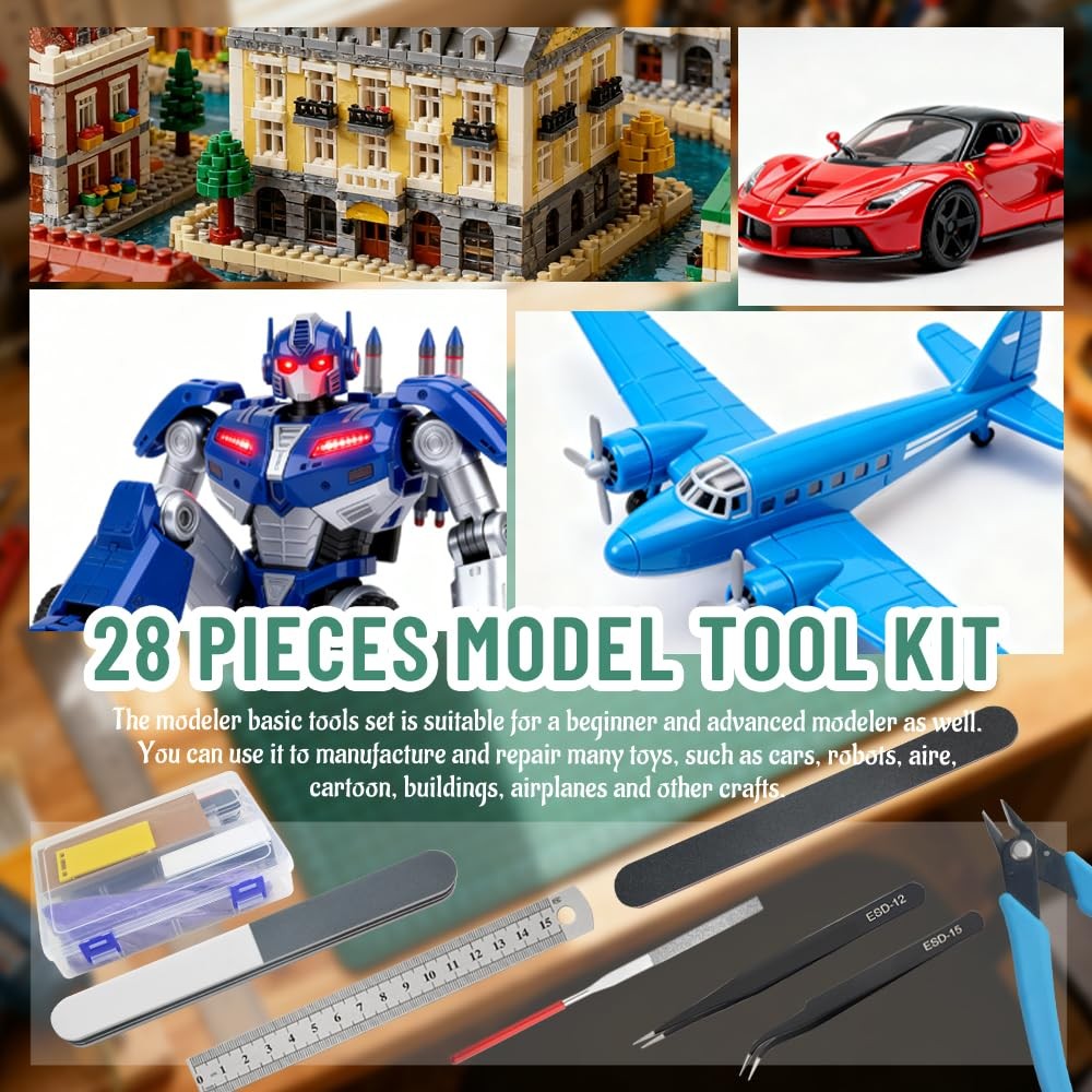 Bigstone 28 PCS Model Tools Kit Hobby Building Tools Craft Set Modeler Basic DIY