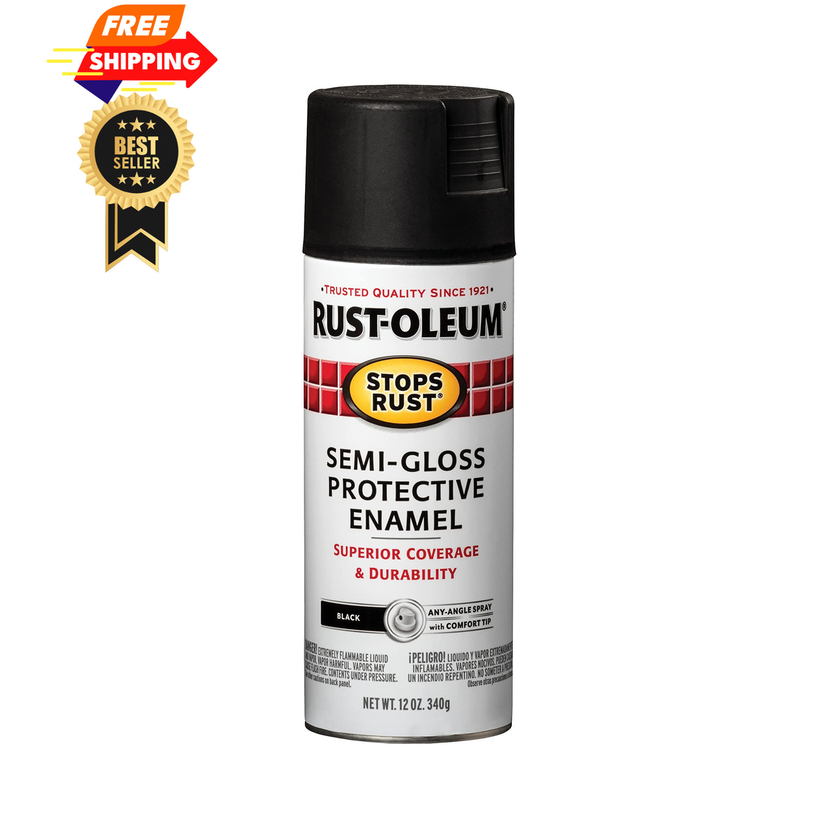 Rust-Oleum 7798830 Stops Rust Spray 12 Ounce (Pack of 1), Semi-Gloss Black