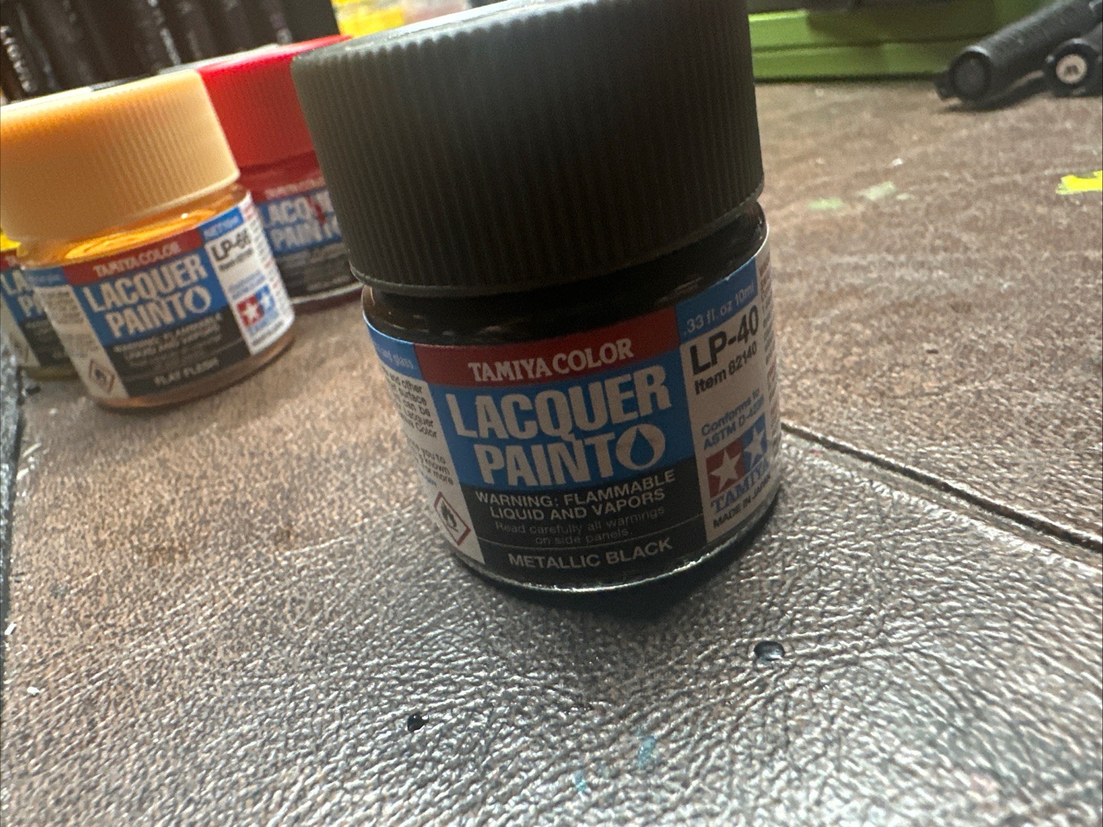 tamiya .33 oz lacquer paints Lot Of 9 Bottles : Flat Clear, Black, Flesh, Silver