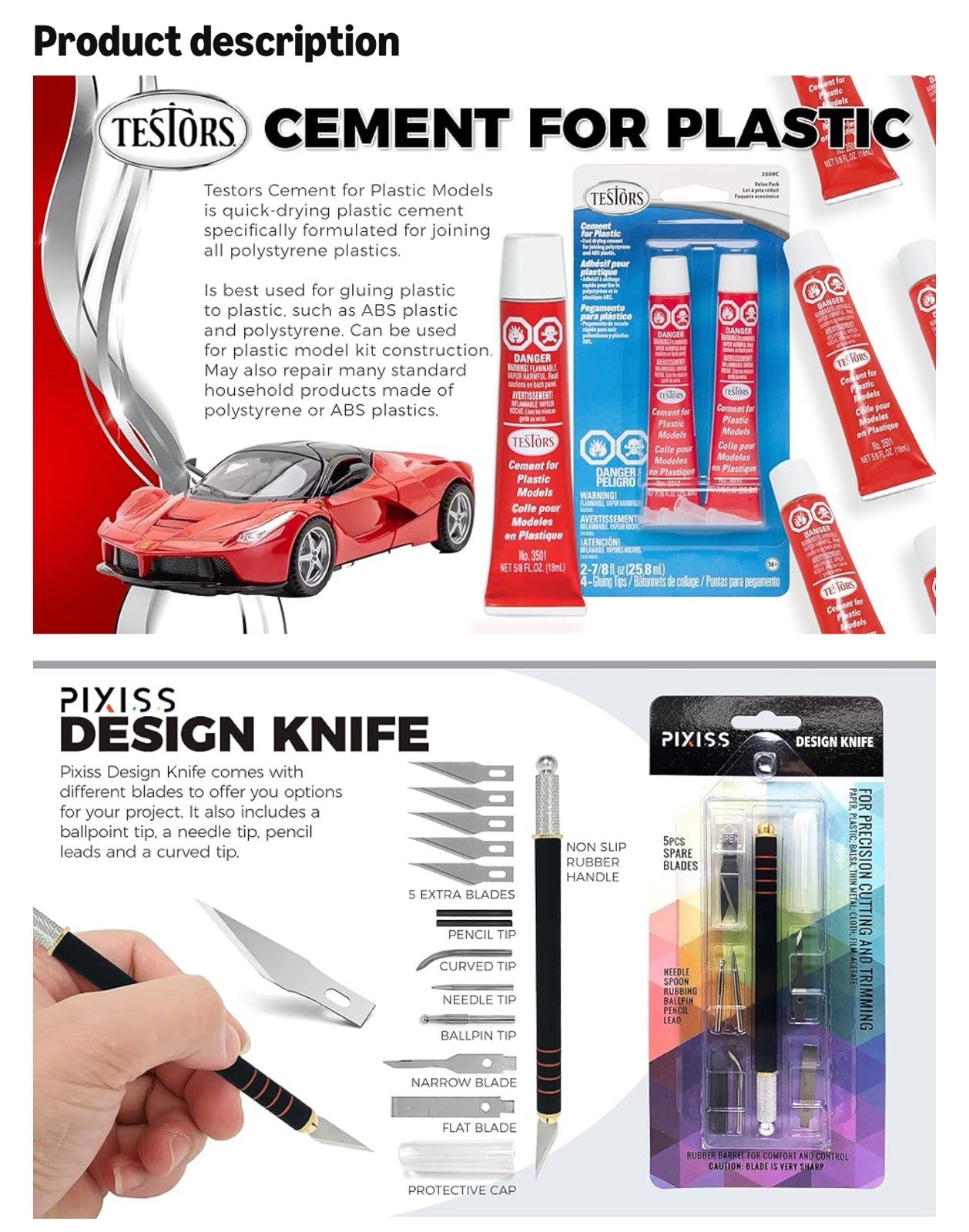 Testors Cement Plastic Model Glue Adhesive 2-Pack, 6 Fine Detail Miniatures P…