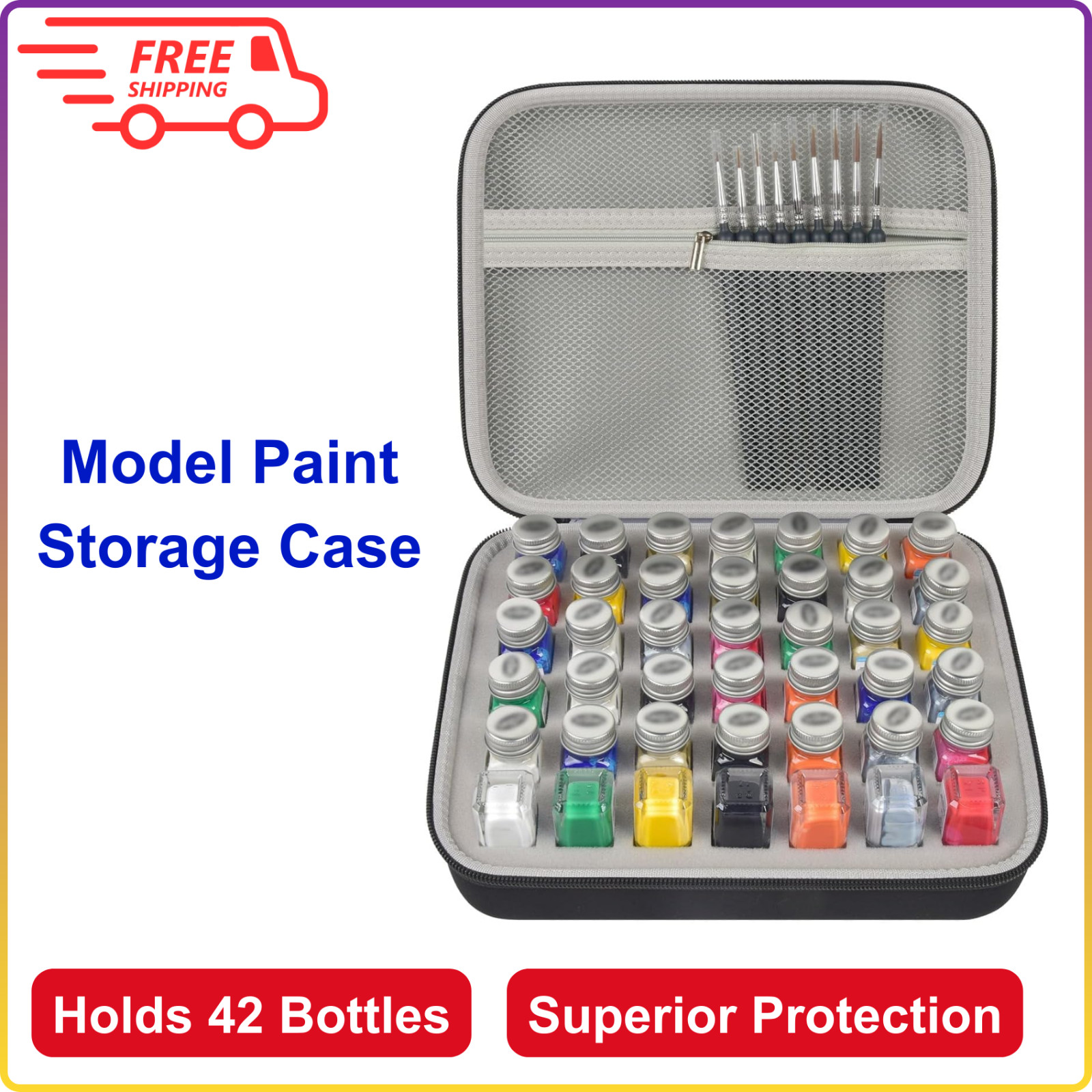 Model Paint Storage Case Compatible W/ Testors Paint Set, 42PCS Paints Organizer