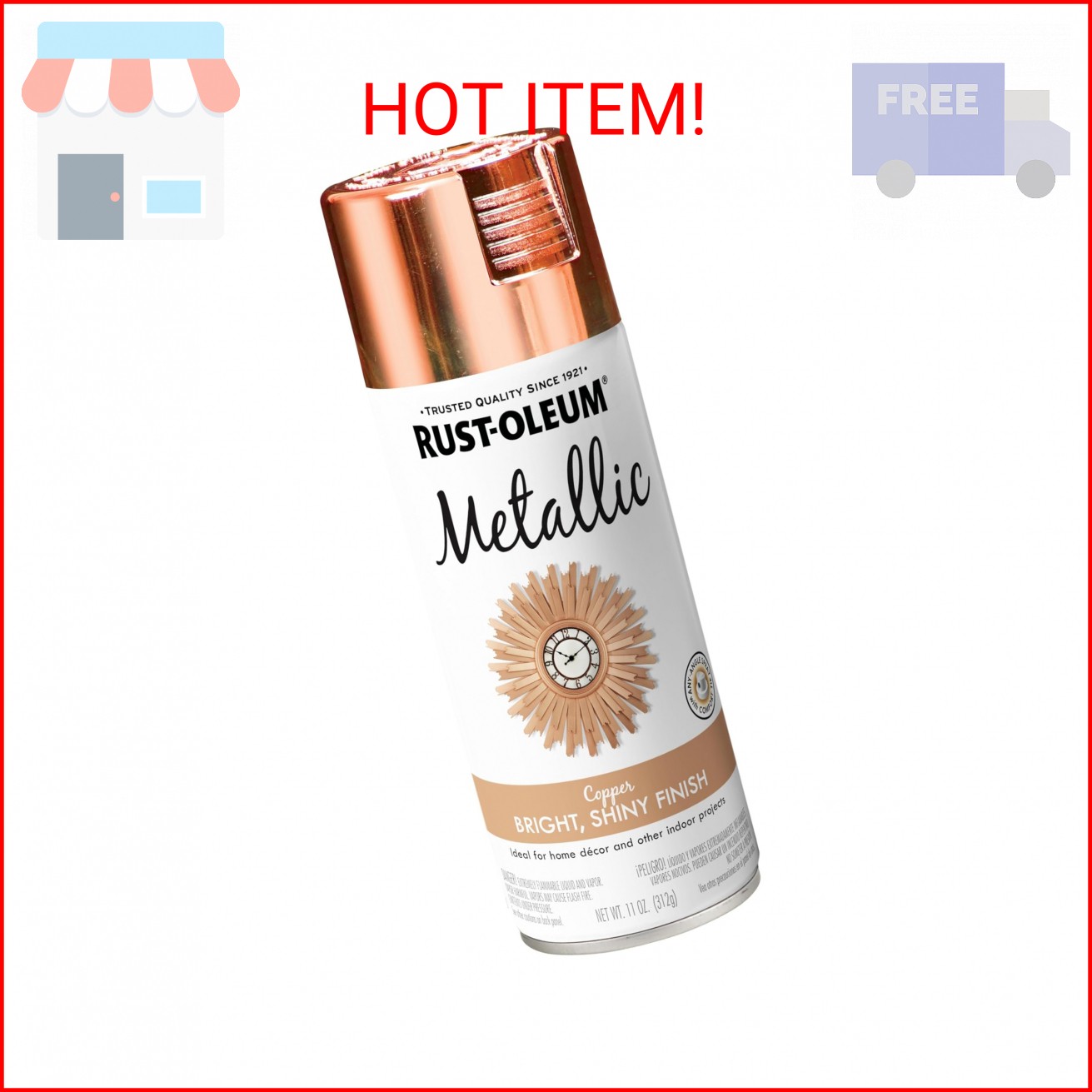 Rust-Oleum 1937830 Specialty Metallic Spray, 11 oz, Copper