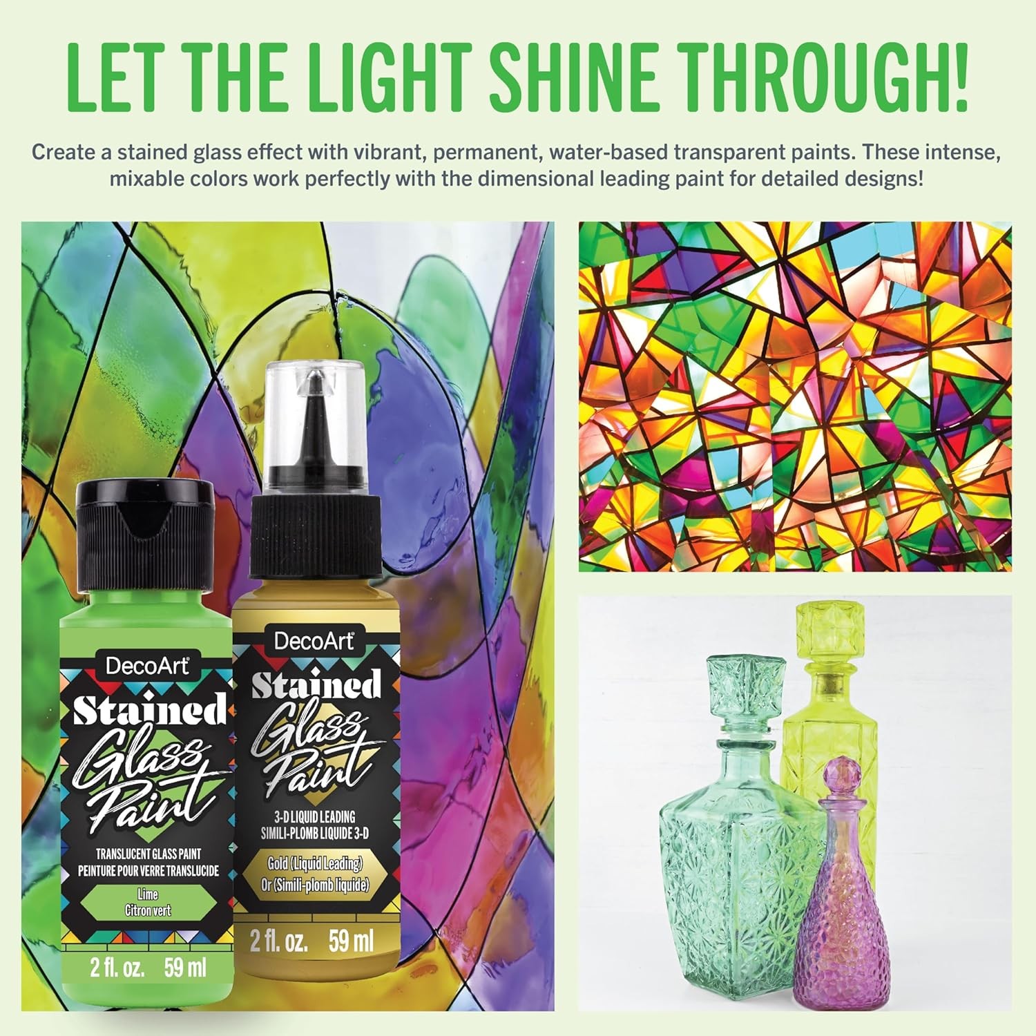 Stained Glass Acrylic Paint Combo Set – 10 Colors + 2 Liquid Dimensional