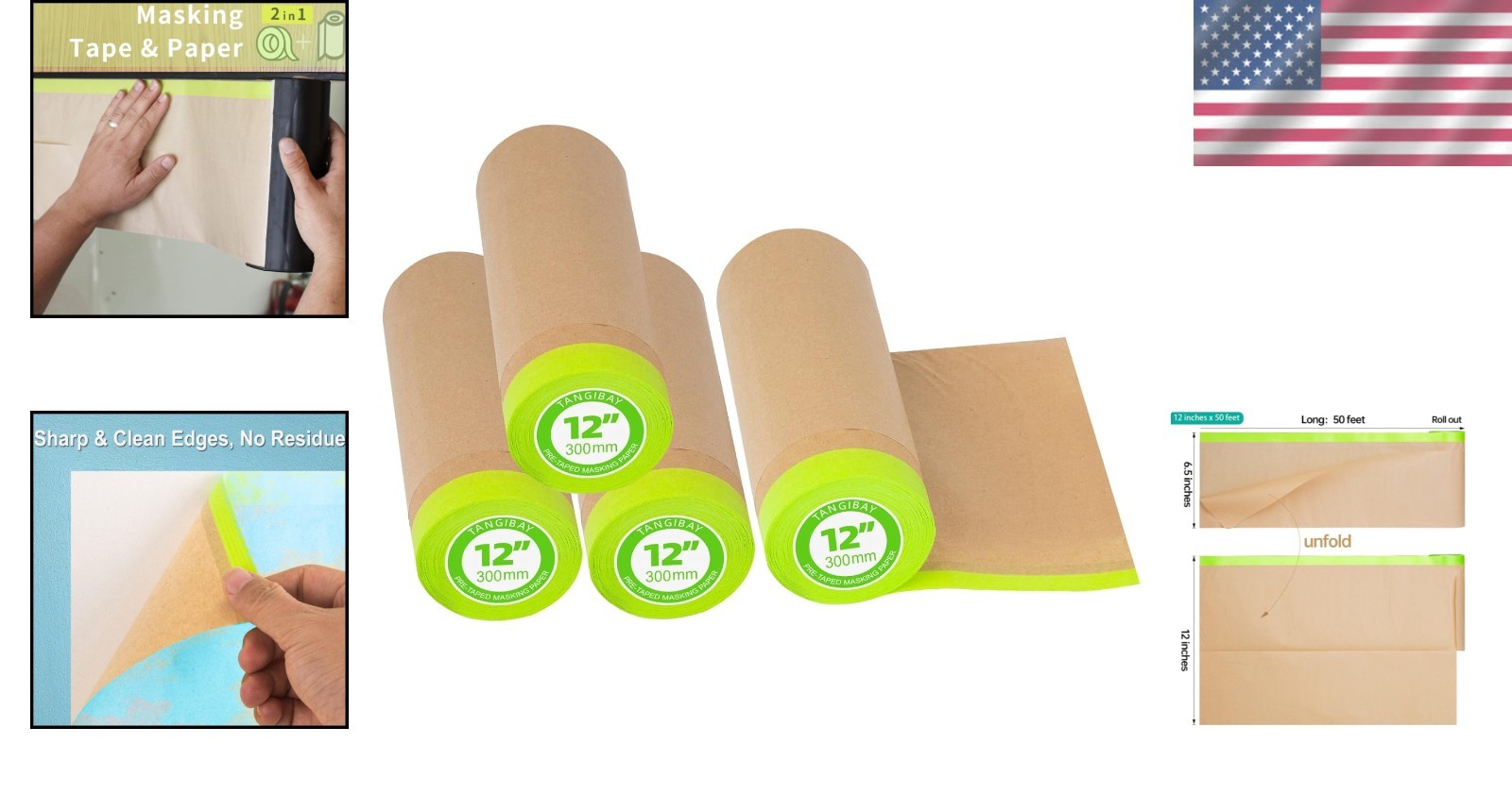 Waterproof Pre-Taped Painters Paper 200ft – Clean Lines & Residue-Free Removal