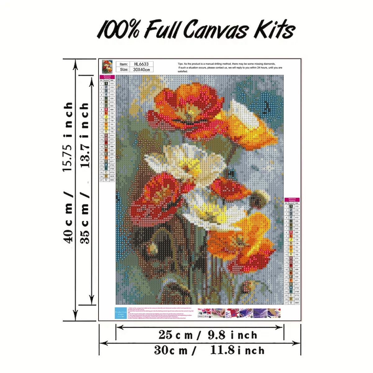 Diamond Art Painting Kits for Adults Beginners, DIY Diamond Painting Kits for Fl