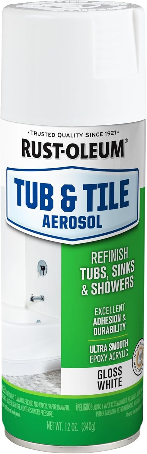Rust-Oleum 280882 Tub & Tile Spray Paint, 12 oz, 12 Ounce (Pack of 1), White