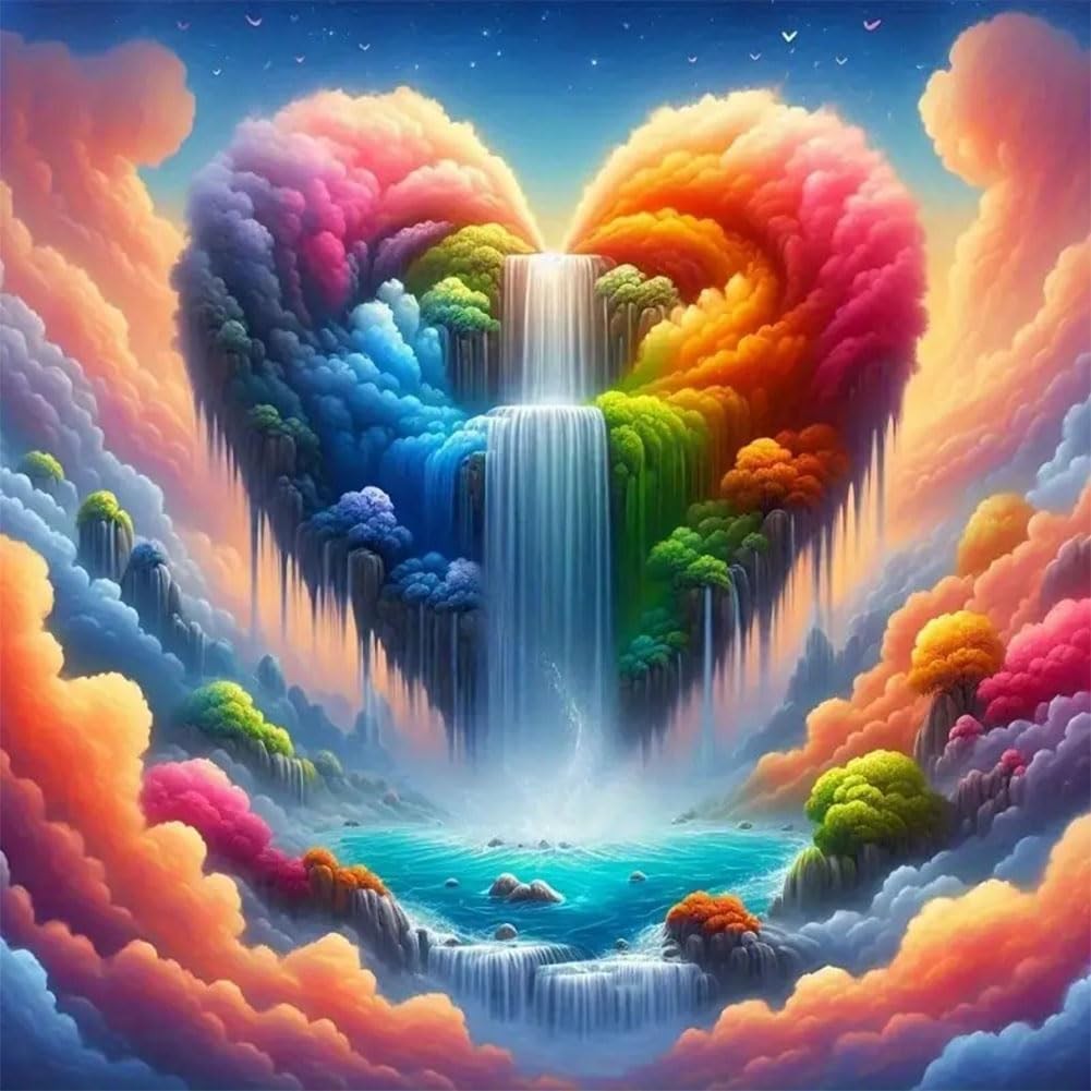Reluohuo Diamond Painting Waterfall Kits for Beginner, 12X12 Inch, Multicolor