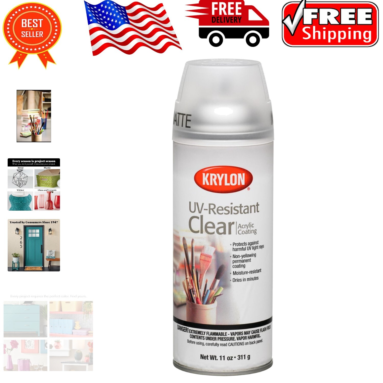 Quick-Drying UV Protective Spray Paint – Non-Yellowing Matte Finish 11 Oz
