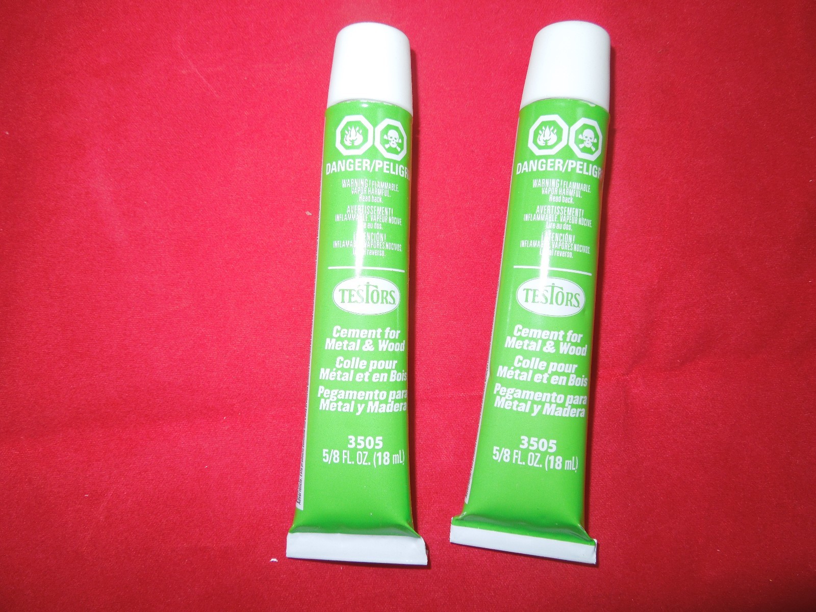 2 TESTORS CEMENT FOR WOOD + METAL MODELS 5/8 OZ TUBE TUBES 3505 TES-3505