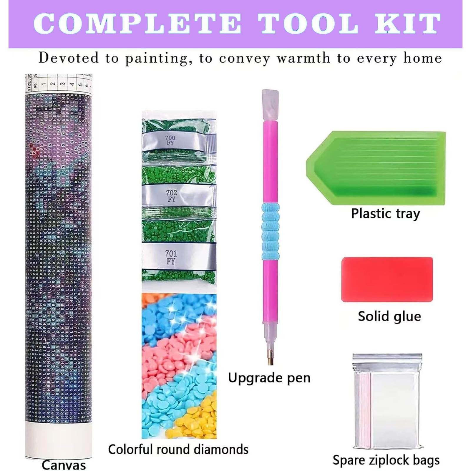 5D Diamond Painting Kits for Adults Beginners, Full Drill Round Diamond Art Kit.