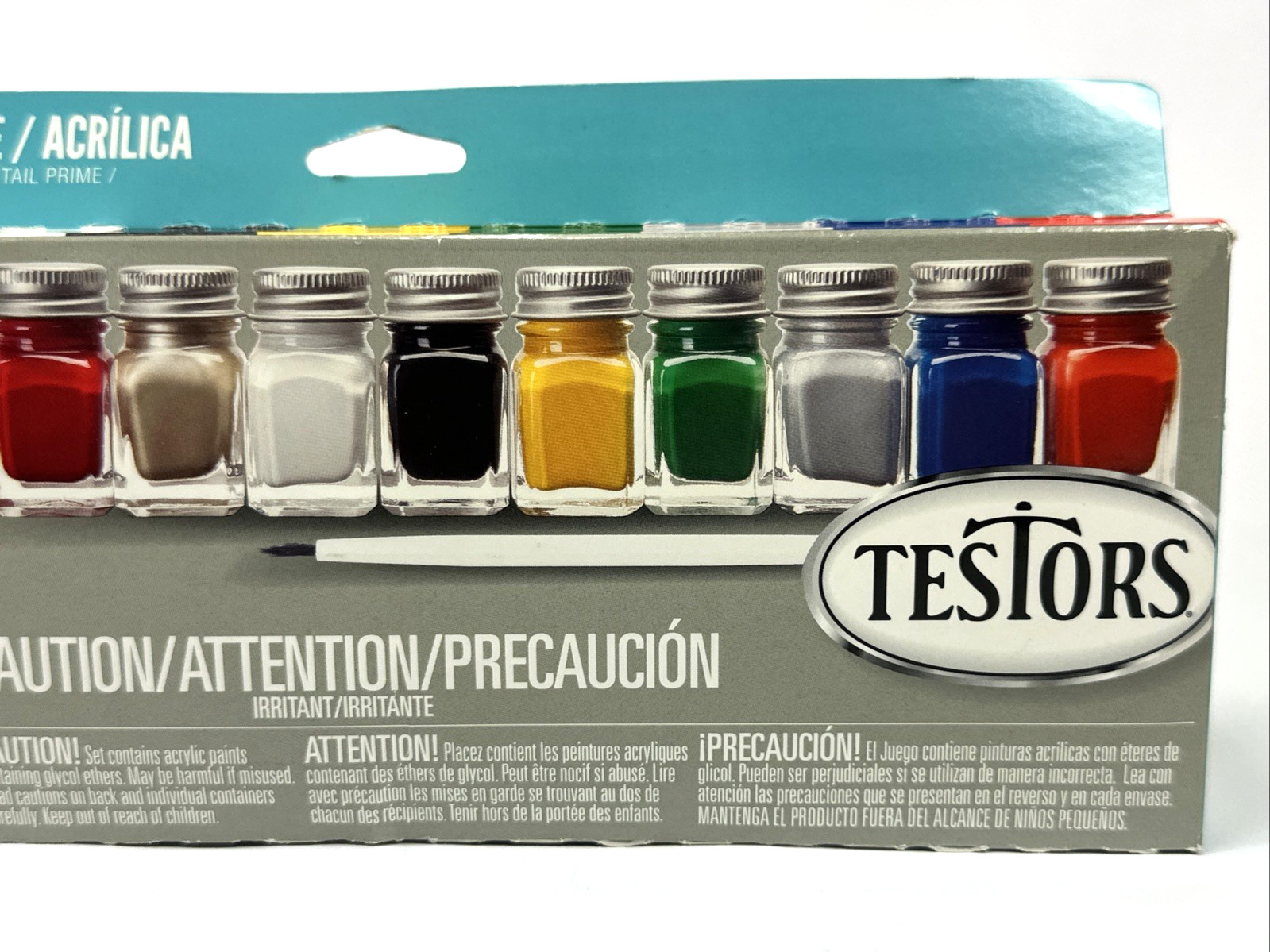Testors Acrylic 9 Piece Paint Set 281235 Plastics Paint & Brush Acrylic NEW