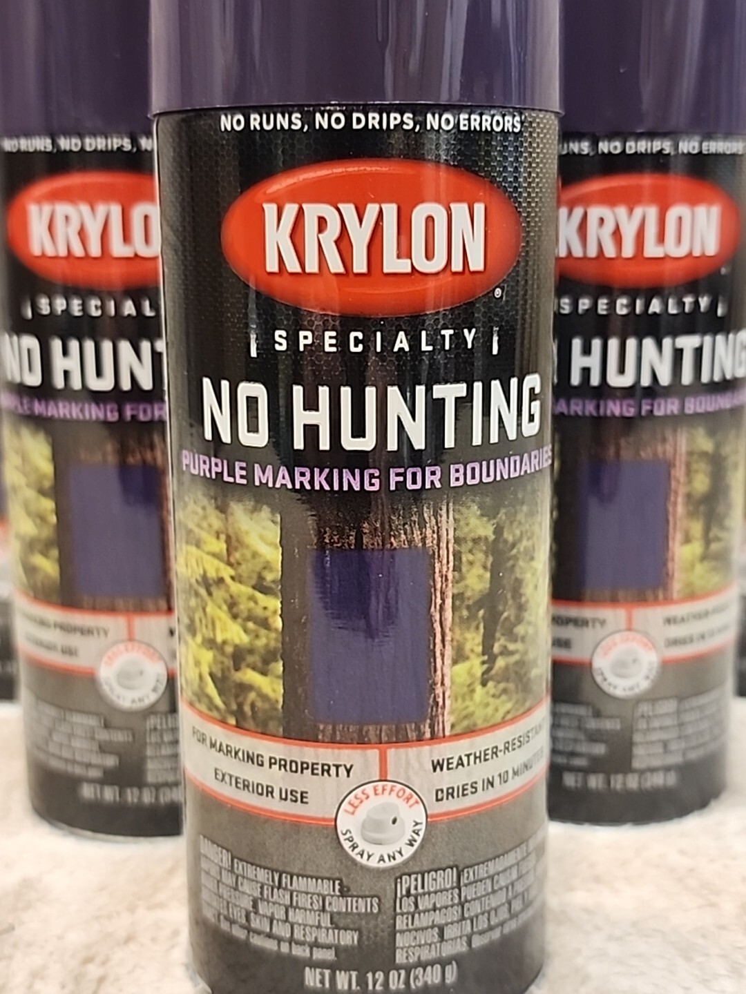 Lot of 6: Krylon 2510 Krylon No Hunting Purple. 12 oz. Cans