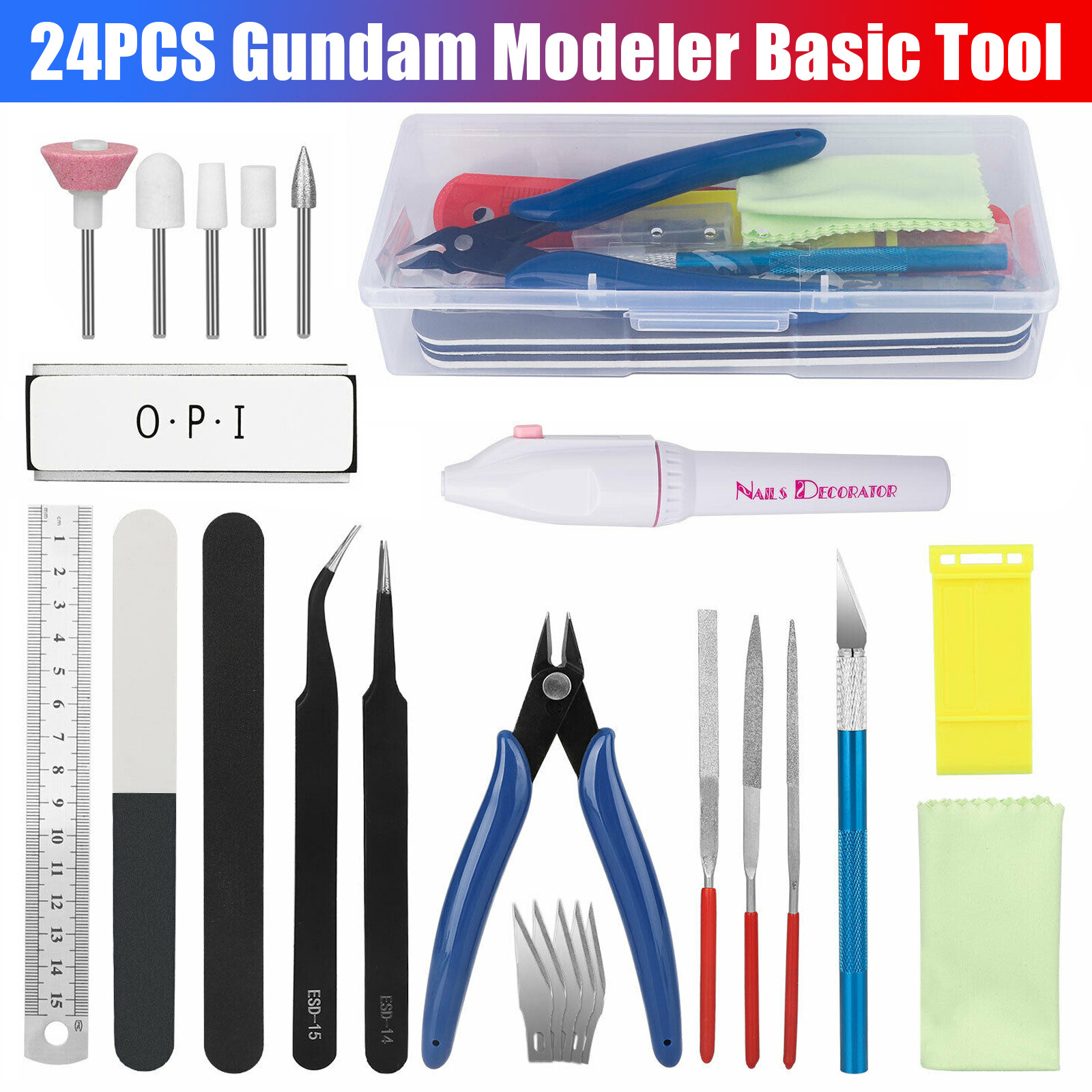 24PCS Basic Modeler Tool Set Craft Hobby Model Car Building Fix Kit For Gundam
