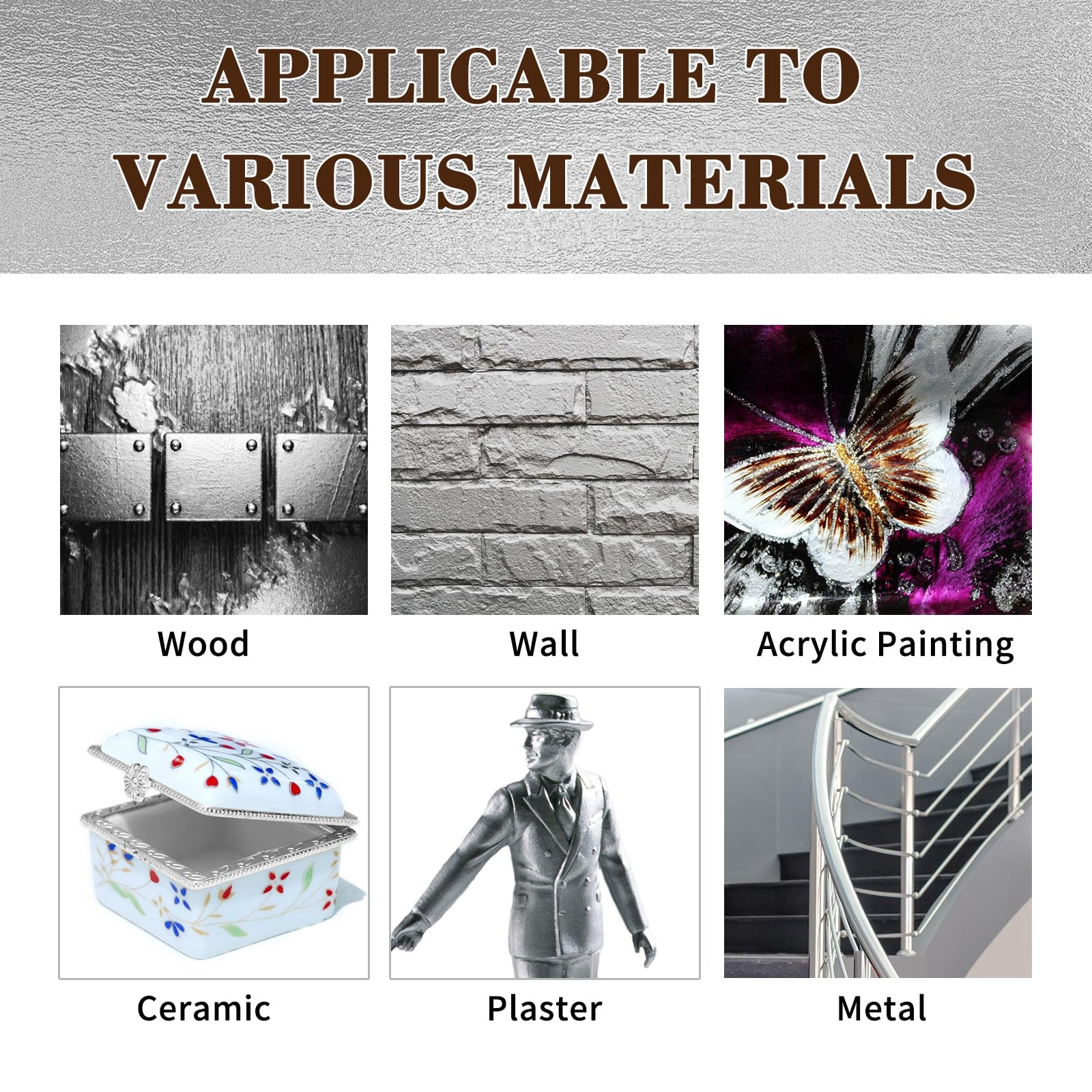 500ml Metallic Silver Acrylic Paint with Brush NonToxic, NonFading Silver Le…