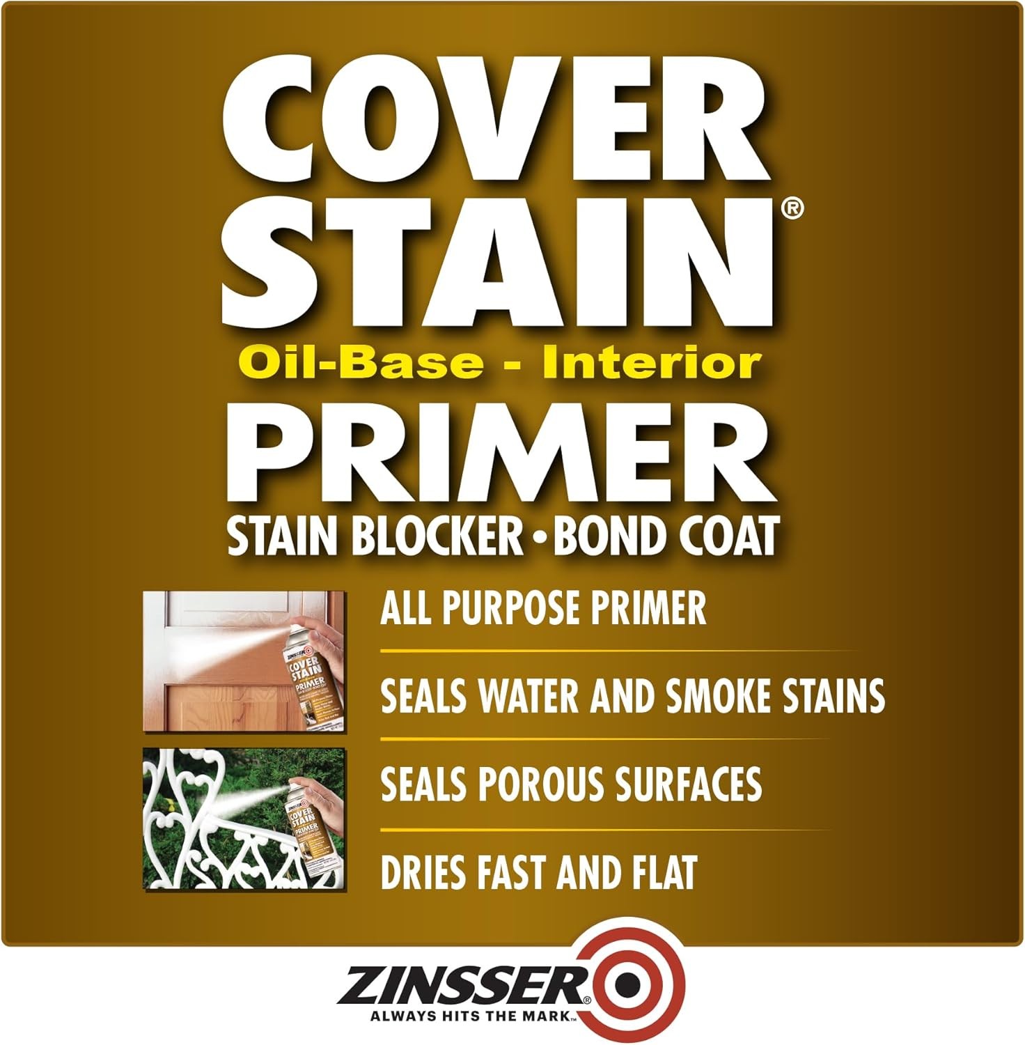 Zinsser 3608 Cover Stain Oil Base Primer Spray, 13 Ounce (Pack of 1), White