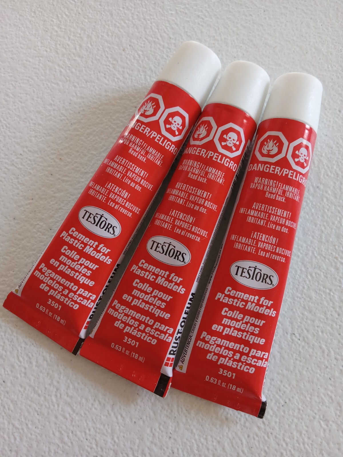 TES3501 Testors Cement for Plastic Models. x 3 tubes – NEW!