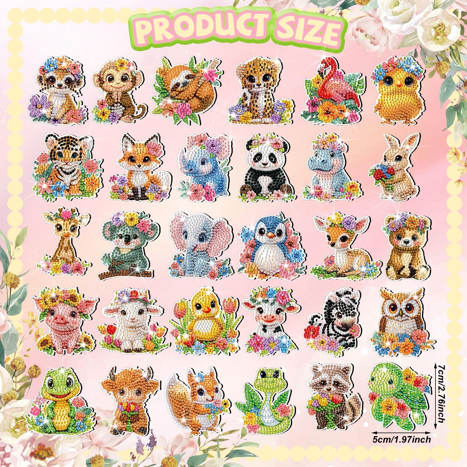 Xuhal 30 Pcs Animal Diamond Painting Magnets Art Kits 2″ x 3″,