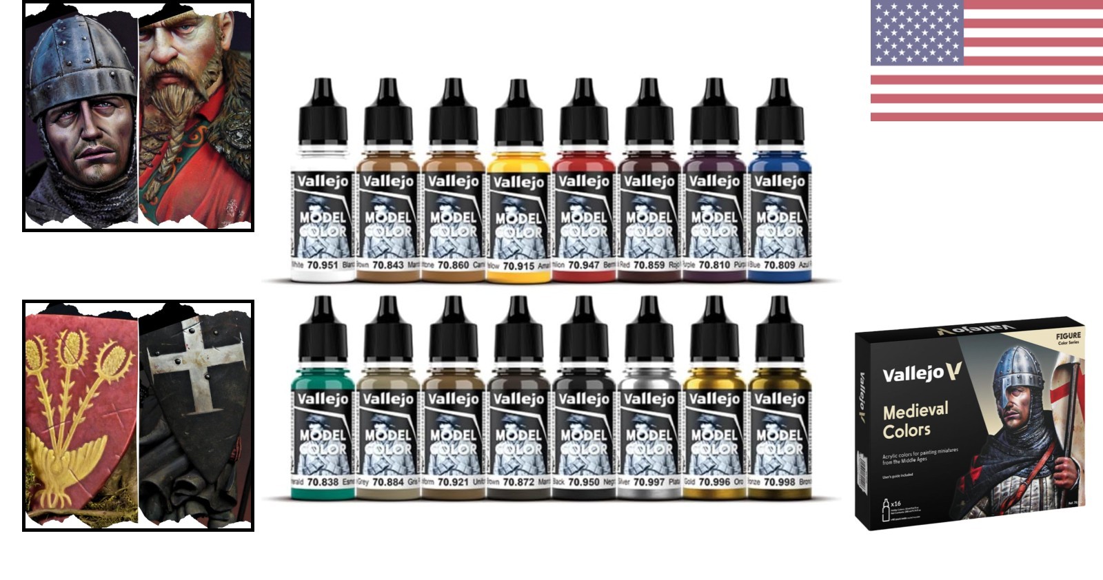 Medieval Colors Acrylic Paint Set – 16 x 18ml Non-Toxic Bottles for Artistry