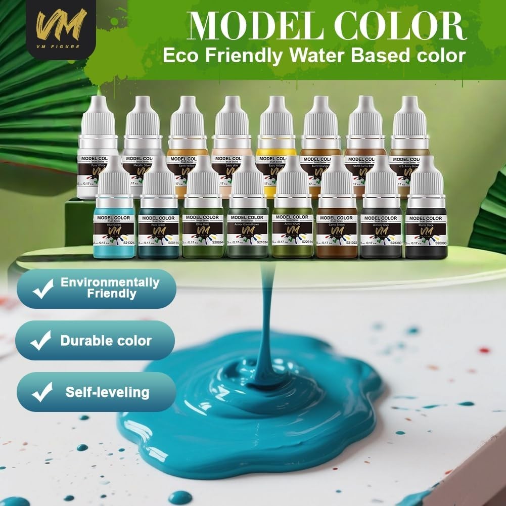 Eco-Friendly Water-Based Pigments Military Model Paint Set – 16 x 5ml Acrylic Co