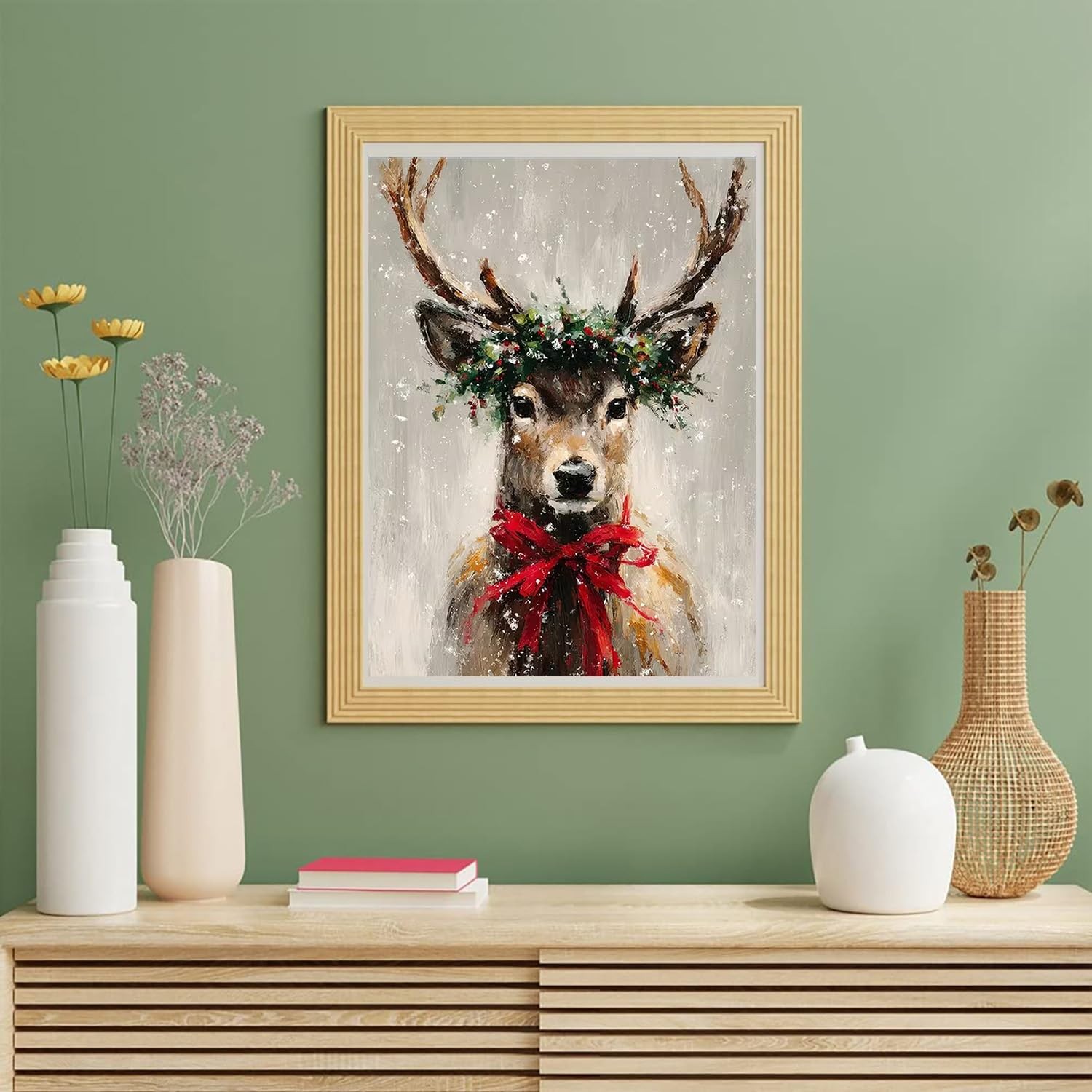 Christmas Deer Diamond Art Kit for Adults 12 x 16 Inch