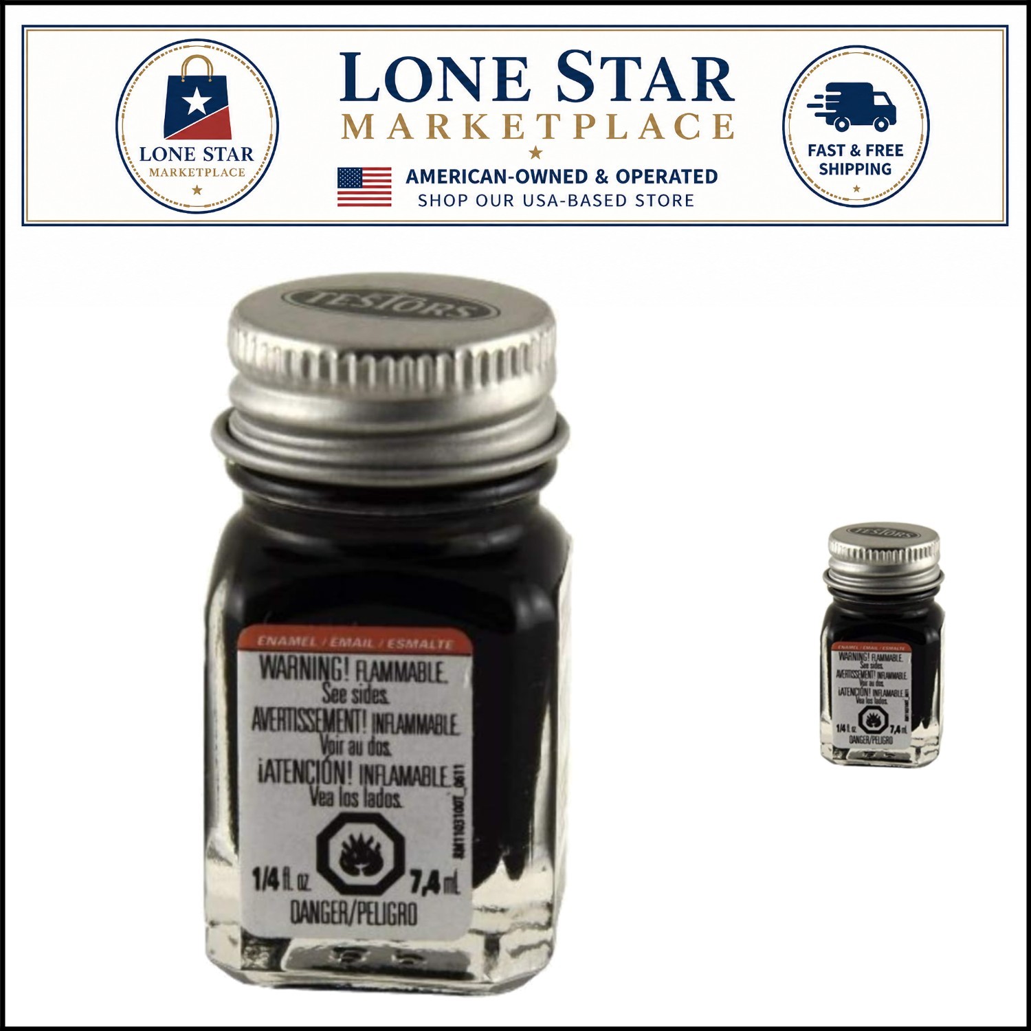 High-Quality 1/4 oz Flat Black Plastic Enamel Paint – Non-Toxic & Vibrant