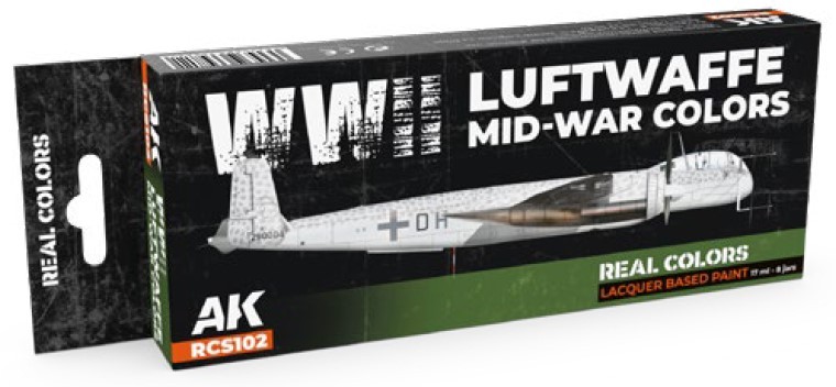 Real Colors Set WWII Luftwaffe Mid-War Lacquer Based Paint (8) 17ml Bottles