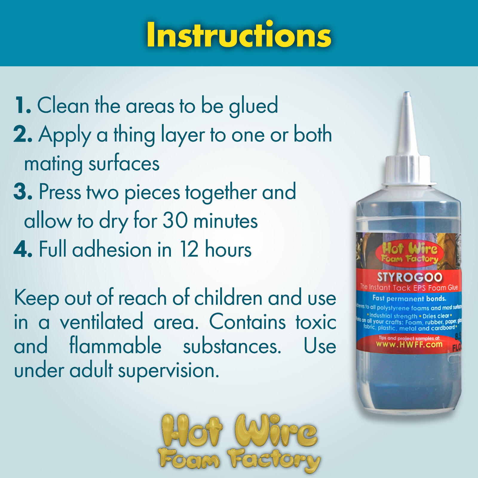 Hot Wire Foam Factory StyroGoo Foam-Safe Adhesive Glue (Clear) #028SG-8.5