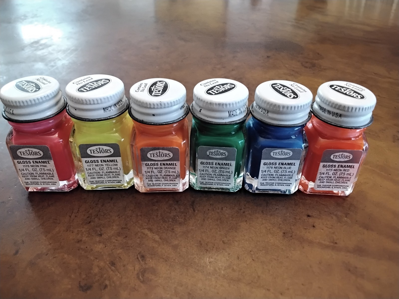 TESTOR NEON RED, ORANGE, GREEN, BLUE, YELLOW, PINK GLOSS ENAMEL PAINTS, 1 ea NEW