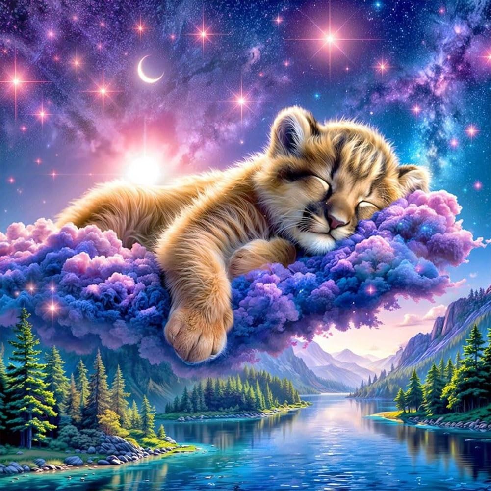 Lion Diamond Painting Kits for Adults, 5D Full Drill Diamond Art Kits for y