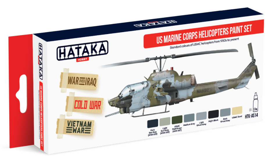 HATAKA AS14 US Marine Corps Helicopters Paint Set 8 x 17ml Bottles POD Postage