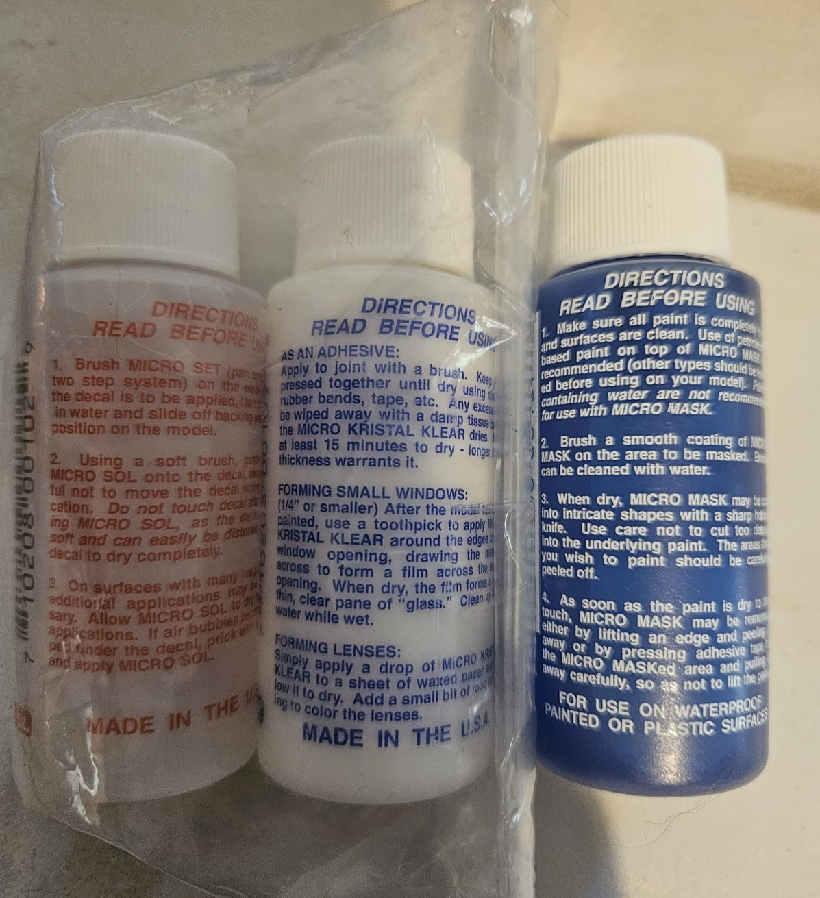 Microscale 3 Pack! 1oz ea. Micro Mask / Micro Kristal Klear / Micro Sol -4models