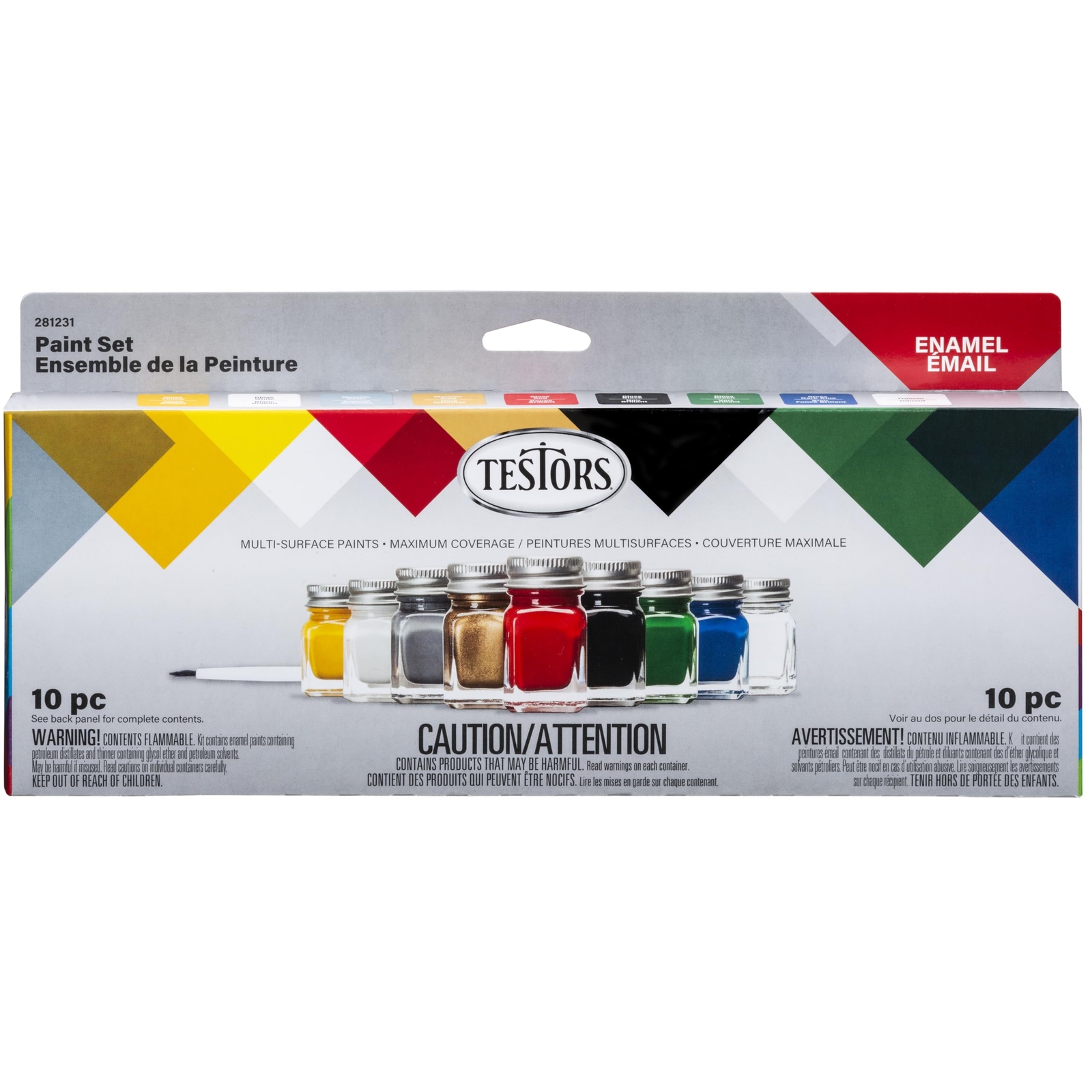 Testors Enamel Paint Set 9 Bottles 2.25 Fl Oz Gloss Colors with Thinner Brush…