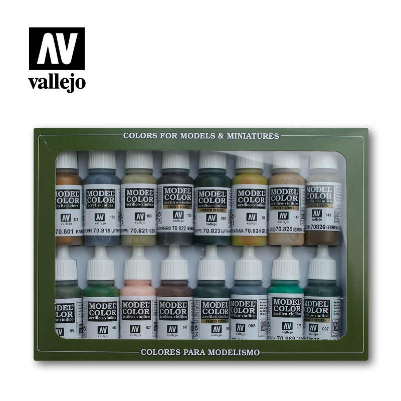 Vallejo 70114 WWII German Camouflage Set (16 Colors) 17ml Bottles